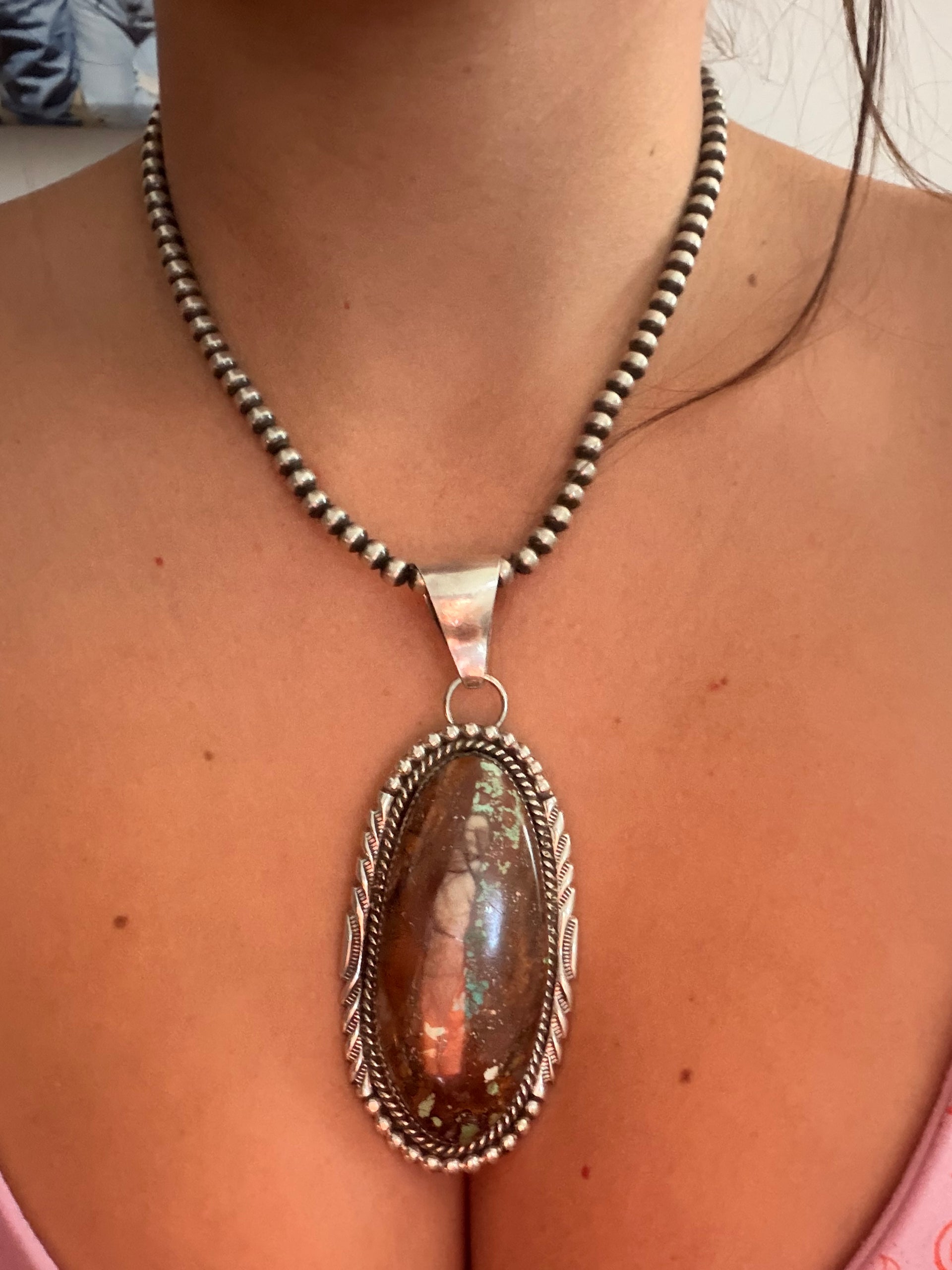 Mike Thomas Jr Ribbon Royston Turquoise & Sterling Silver Pendant