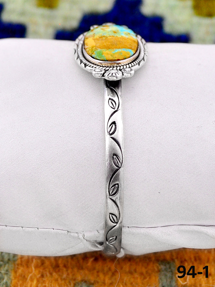Southwest Handmade Ribbon Royston & Sterling Silver Cuff Bracelet