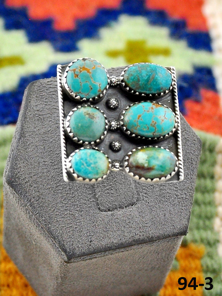 Southwest Handmade Carico Lake Turquoise & Sterling Silver Adjustable Ring