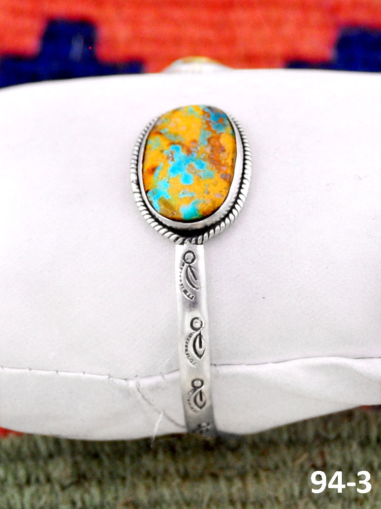 Southwest Handmade Ribbon Royston & Sterling Silver Cuff Bracelet