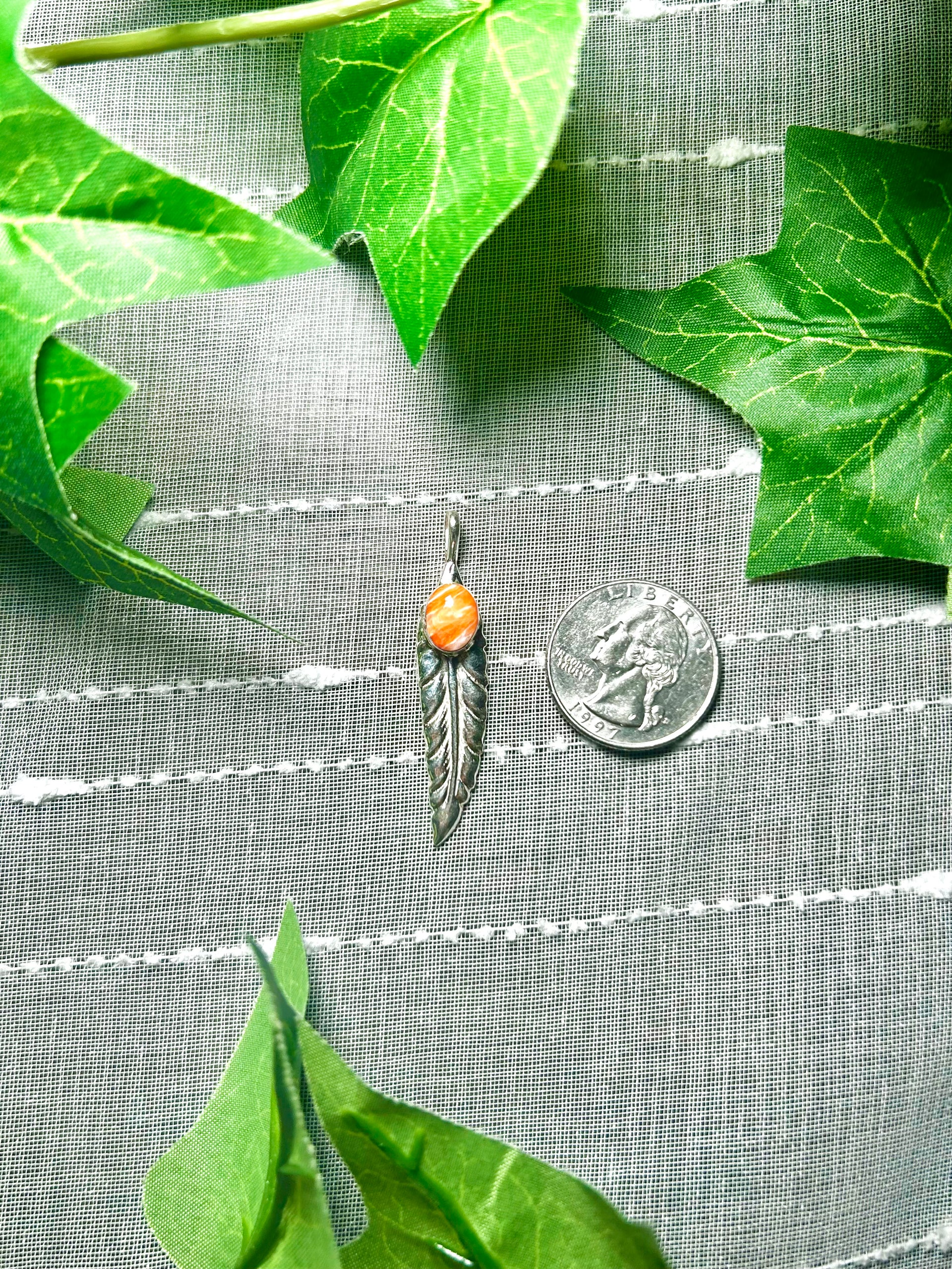 Navajo Made Spiny Oyster & Sterling Silver Pendant