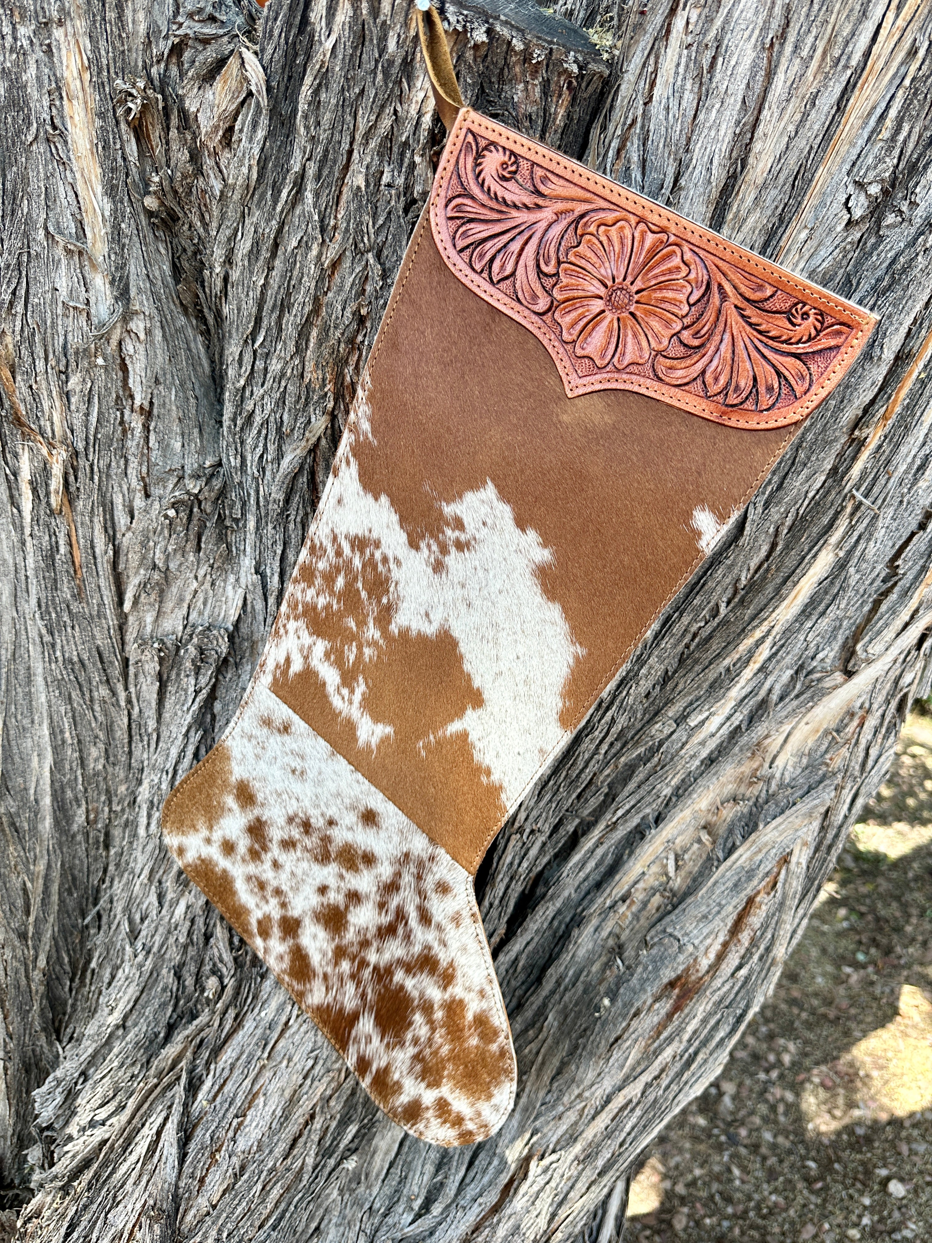 Genuine Tooled Leather Cowhide Stocking