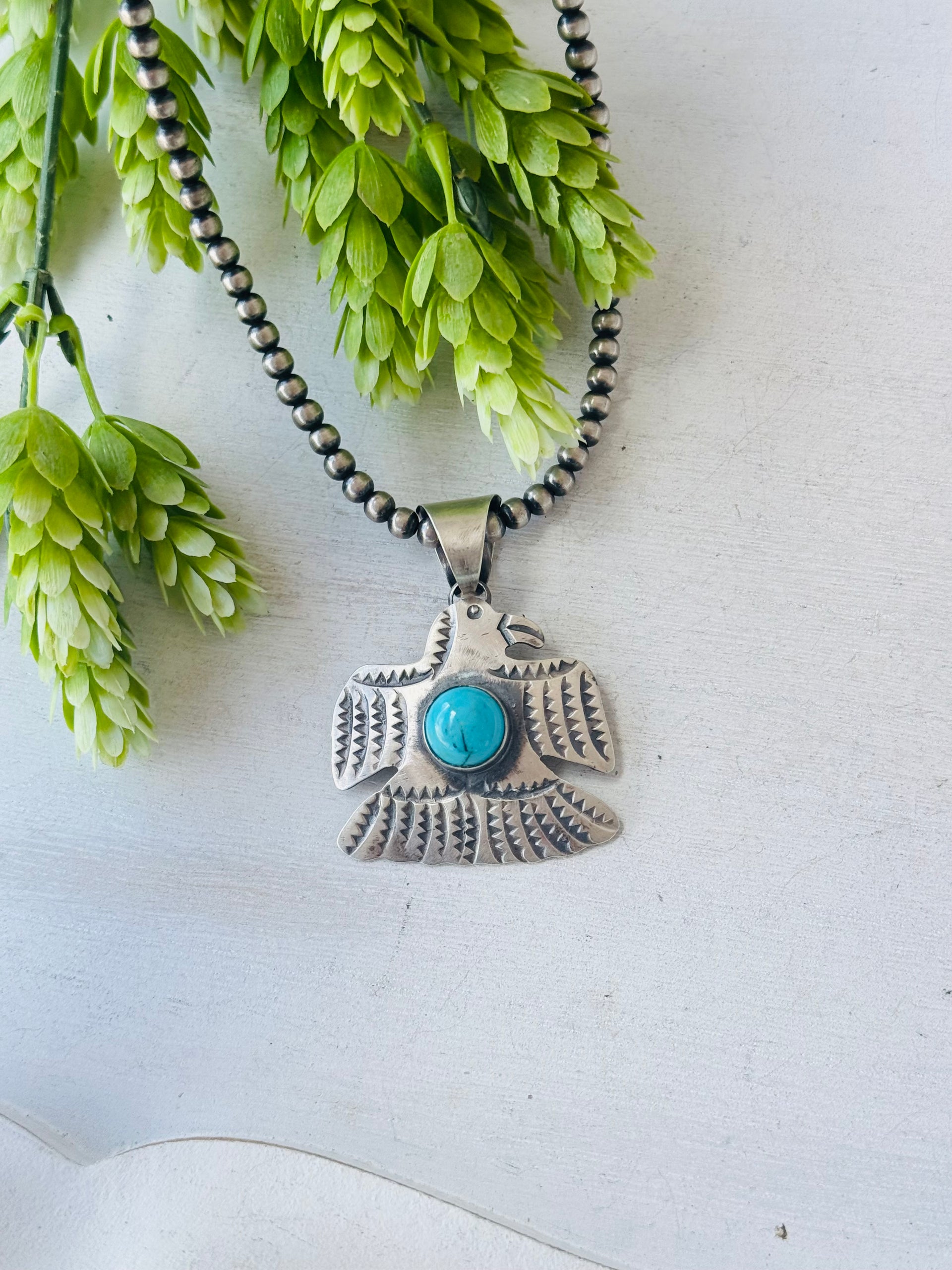 Chimney Butte Turquoise & Sterling Silver Thunderbird Pendant