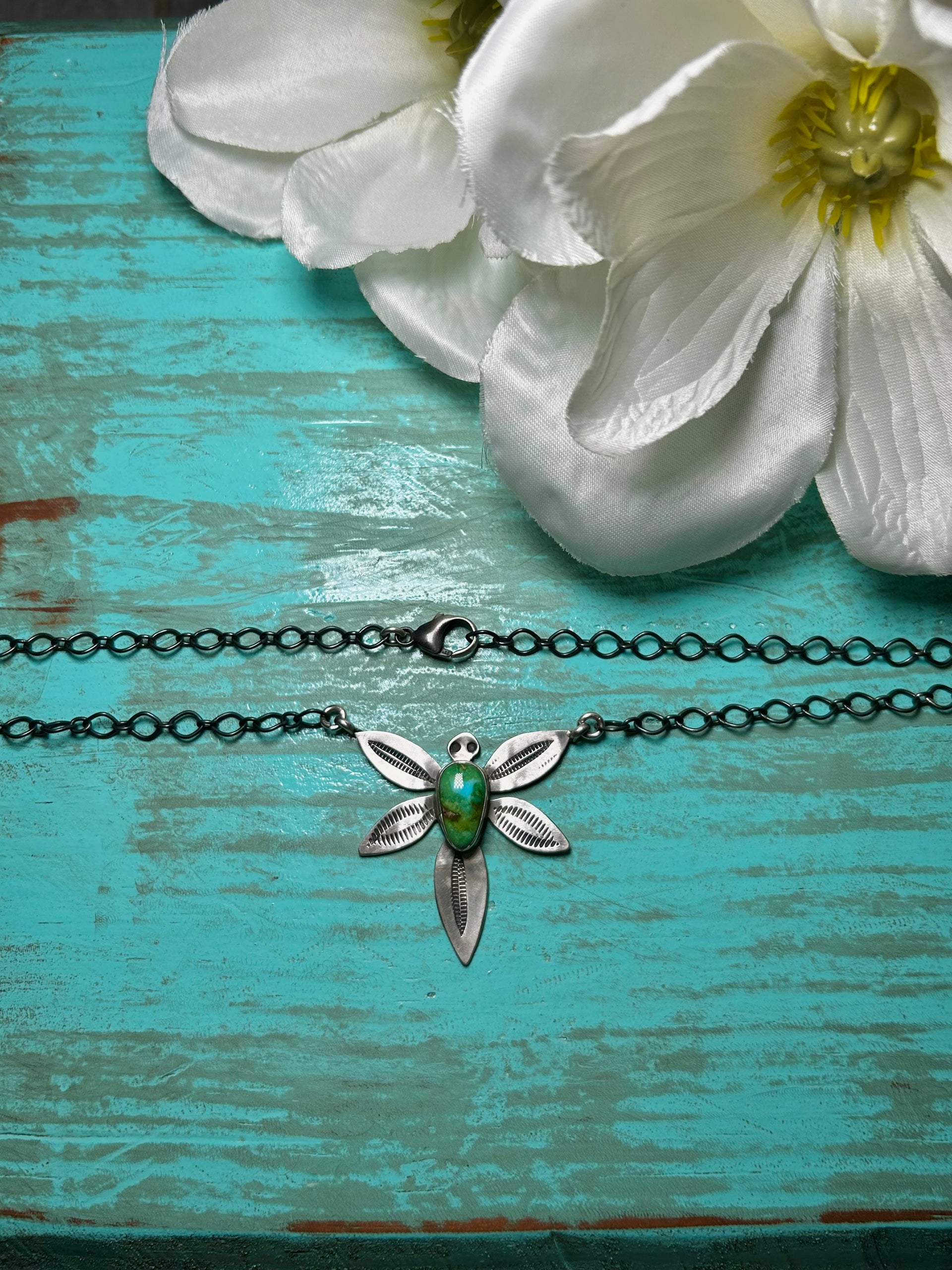 Navajo Made Sonoran Mountain Turquoise& Sterling Sliver Necklace