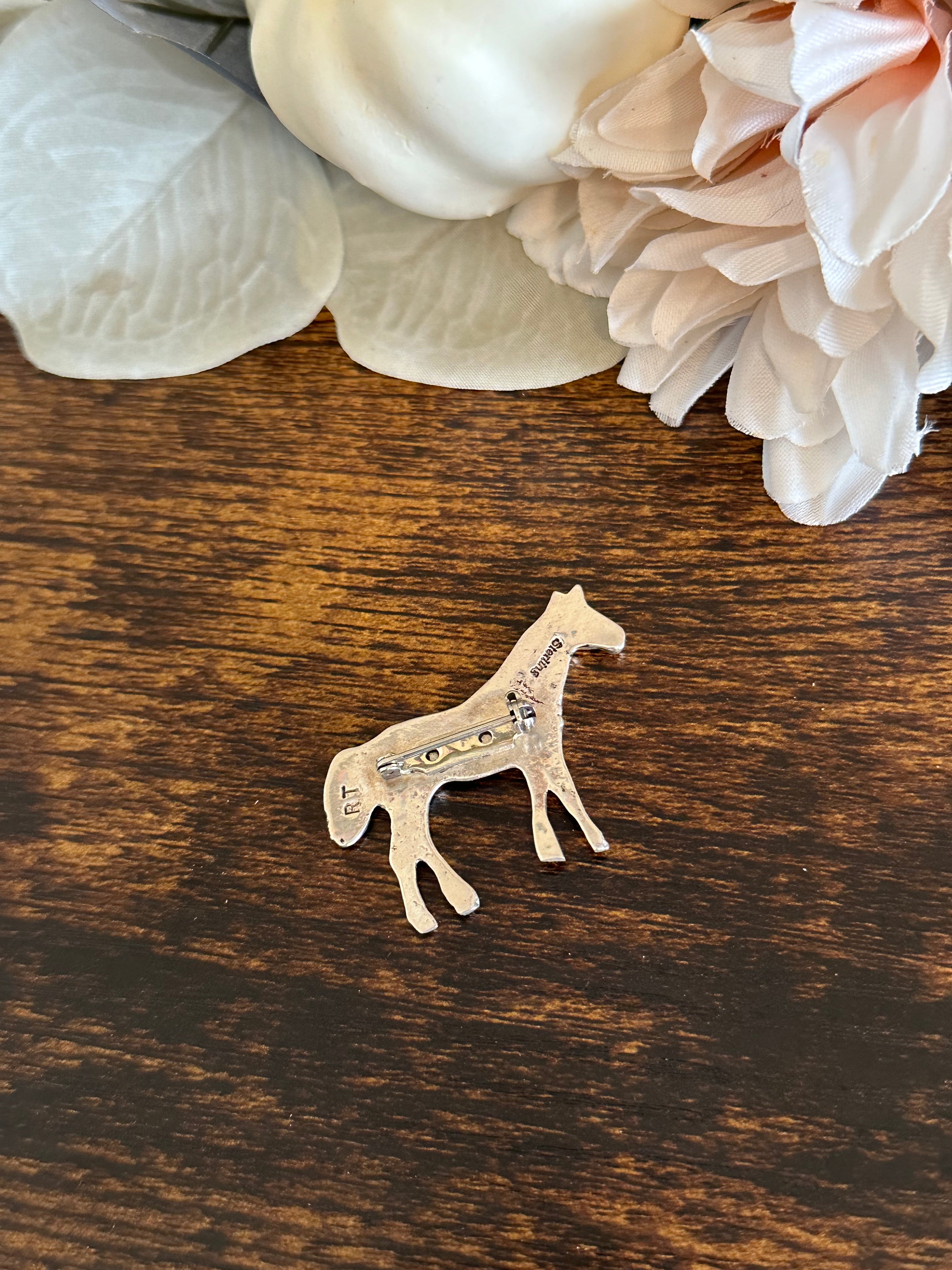 Navajo Made Sterling Silver Horse Pin