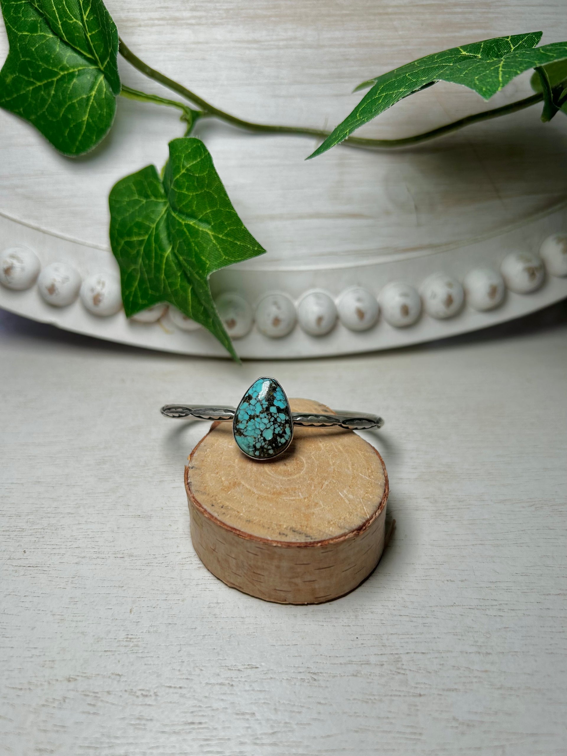 Navajo Made Egyptian Turquoise & Sterling Silver Cuff Bracelet