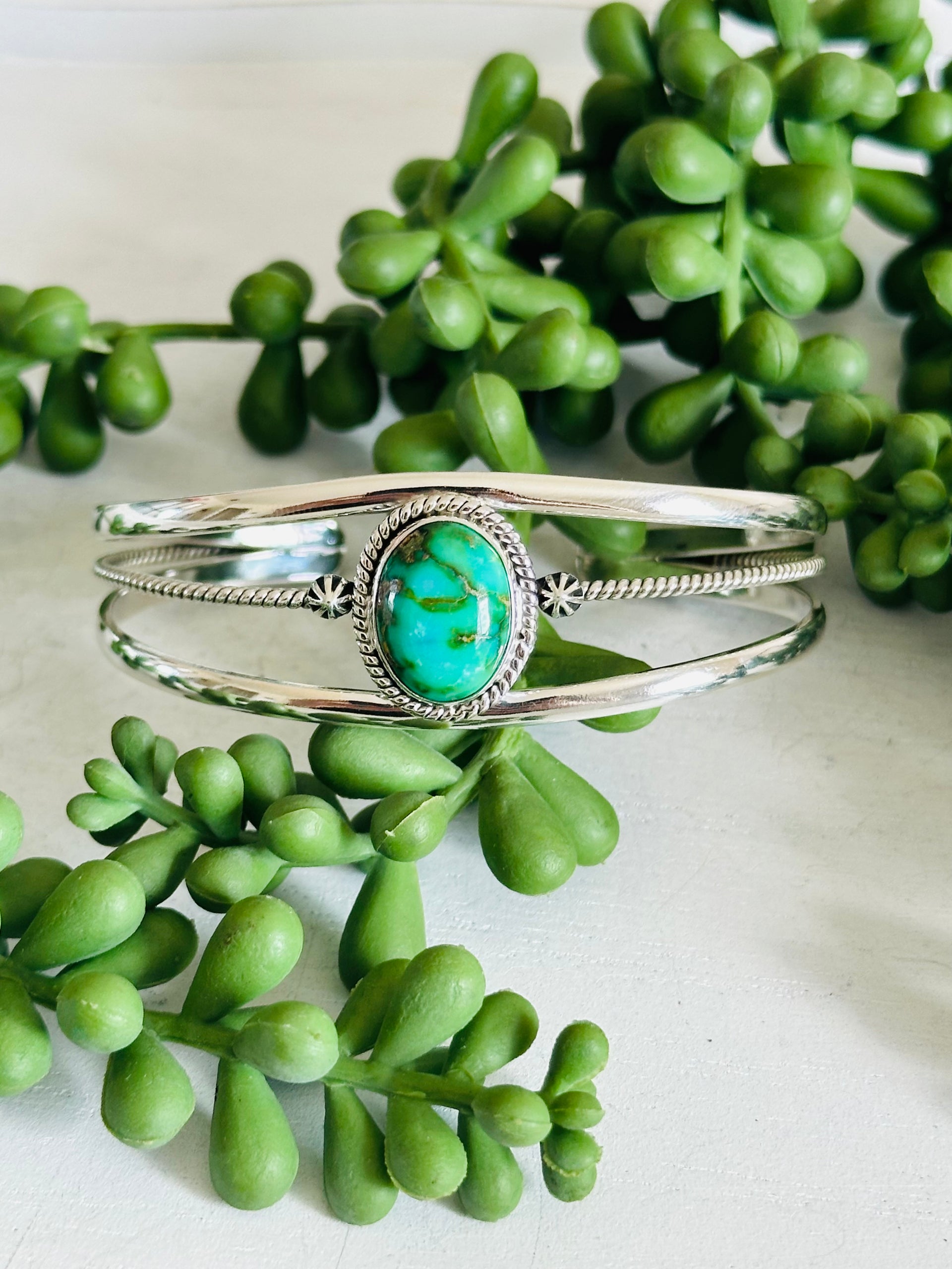 Southwest Made Sonoran Gold Turquoise & Sterling Silver Cuff Bracelet