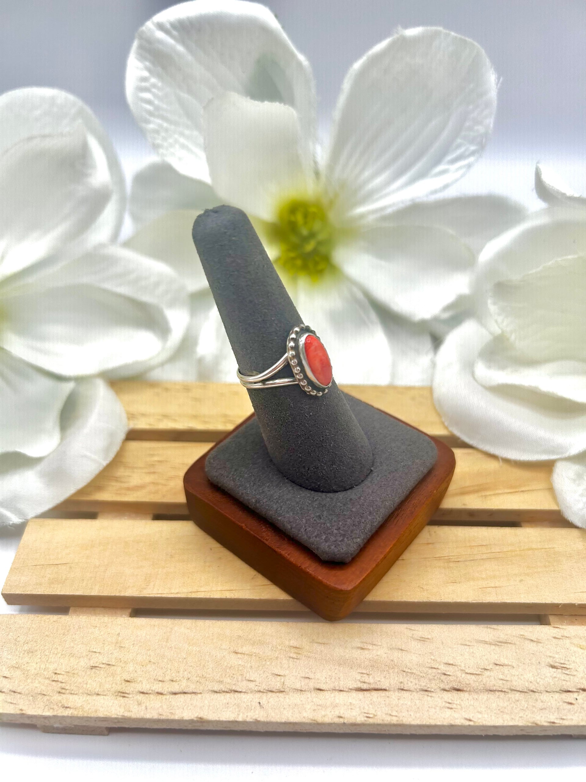 Navajo Made Spiny Oyster & Sterling Silver Ring