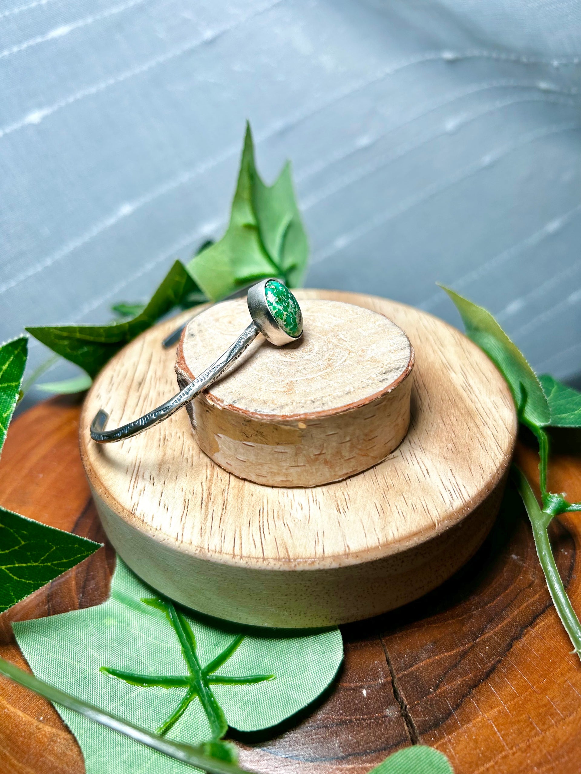 Navajo Made Sonoran Mountain Turquoise & Sterling Silver Cuff Bracelet