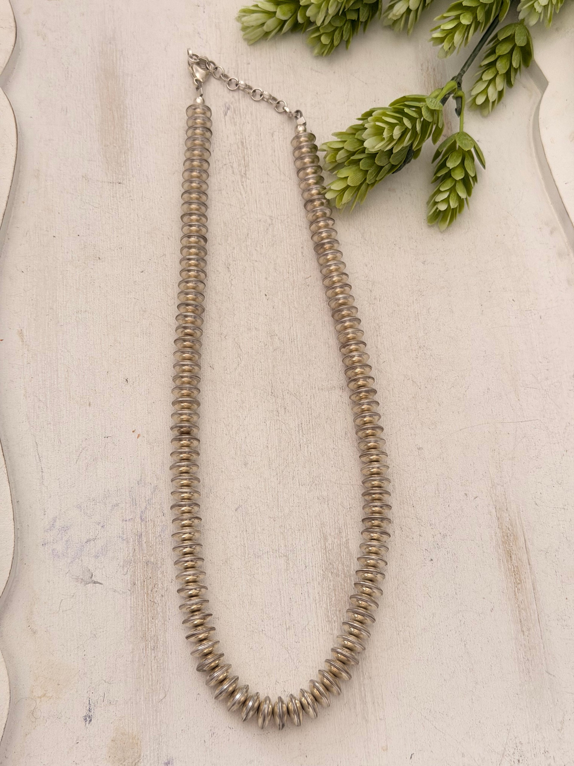 Navajo Handmade Sterling Silver Pearl Necklace