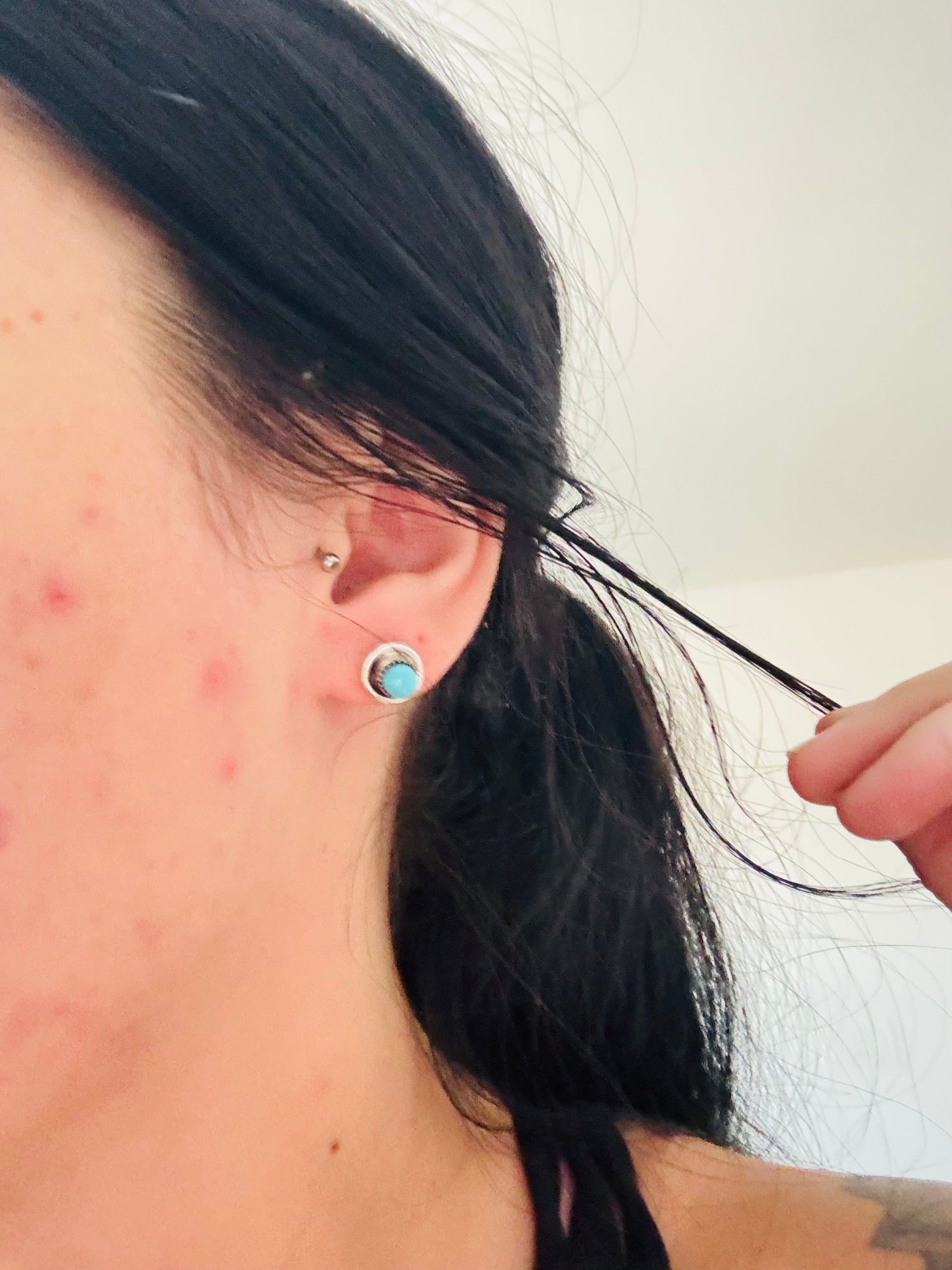 Zuni Made Kingman Turquoise & Sterling Silver Earrings