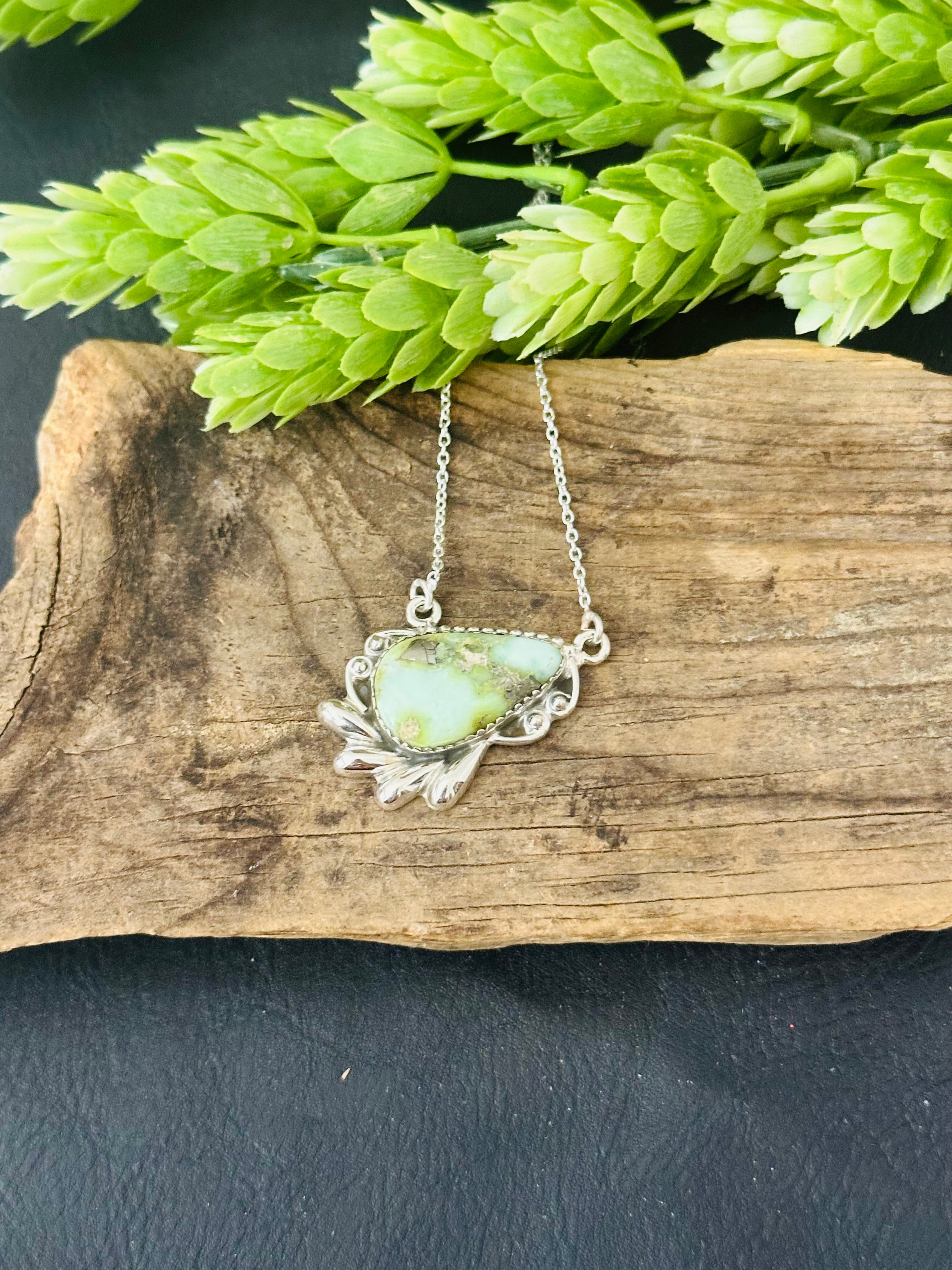 Southwest Palomino Variscite & Sterling Silver Necklace