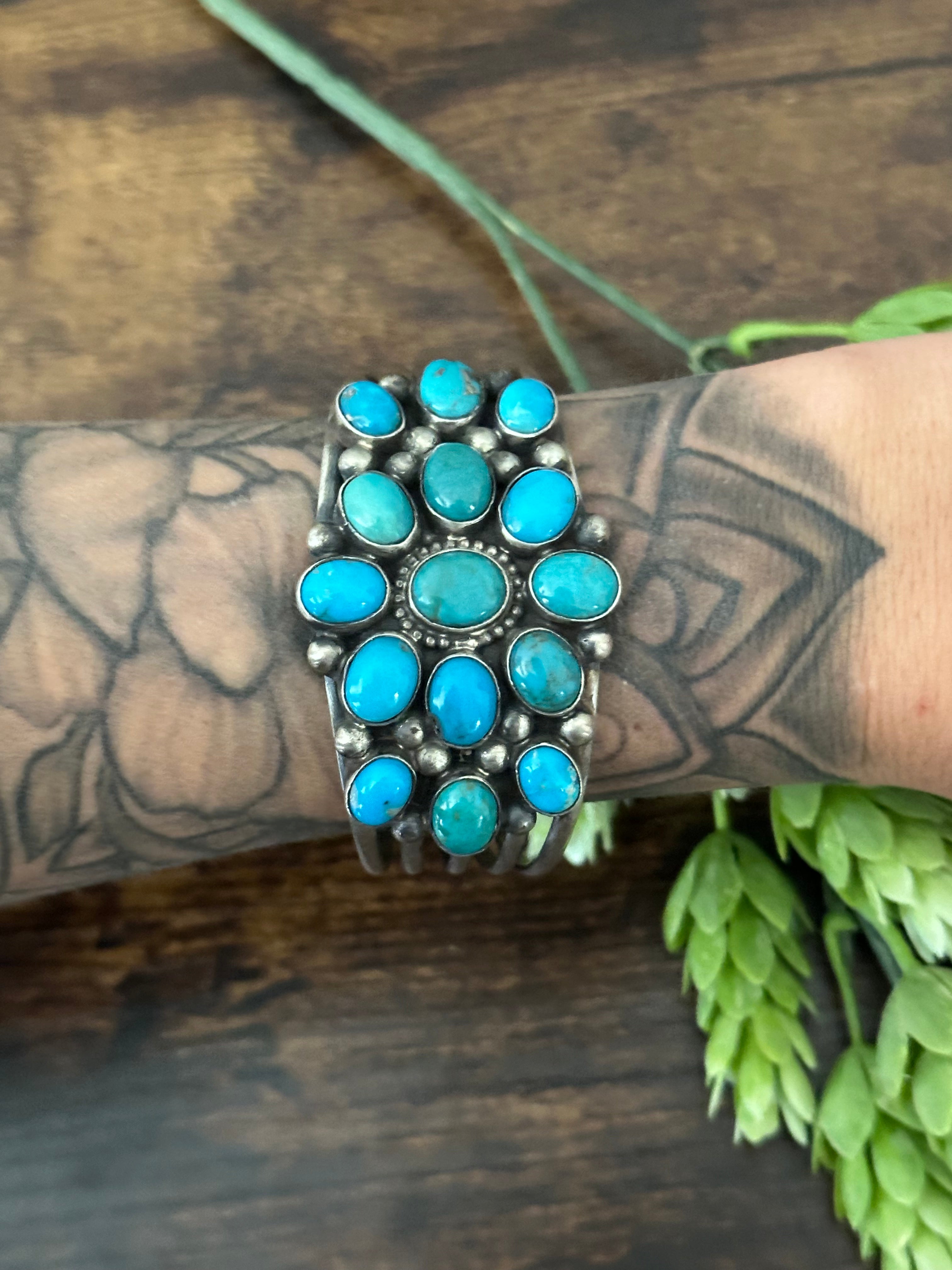 Kathleen Chavez Kingman Turquoise & Sterling Silver Cuff Bracelet