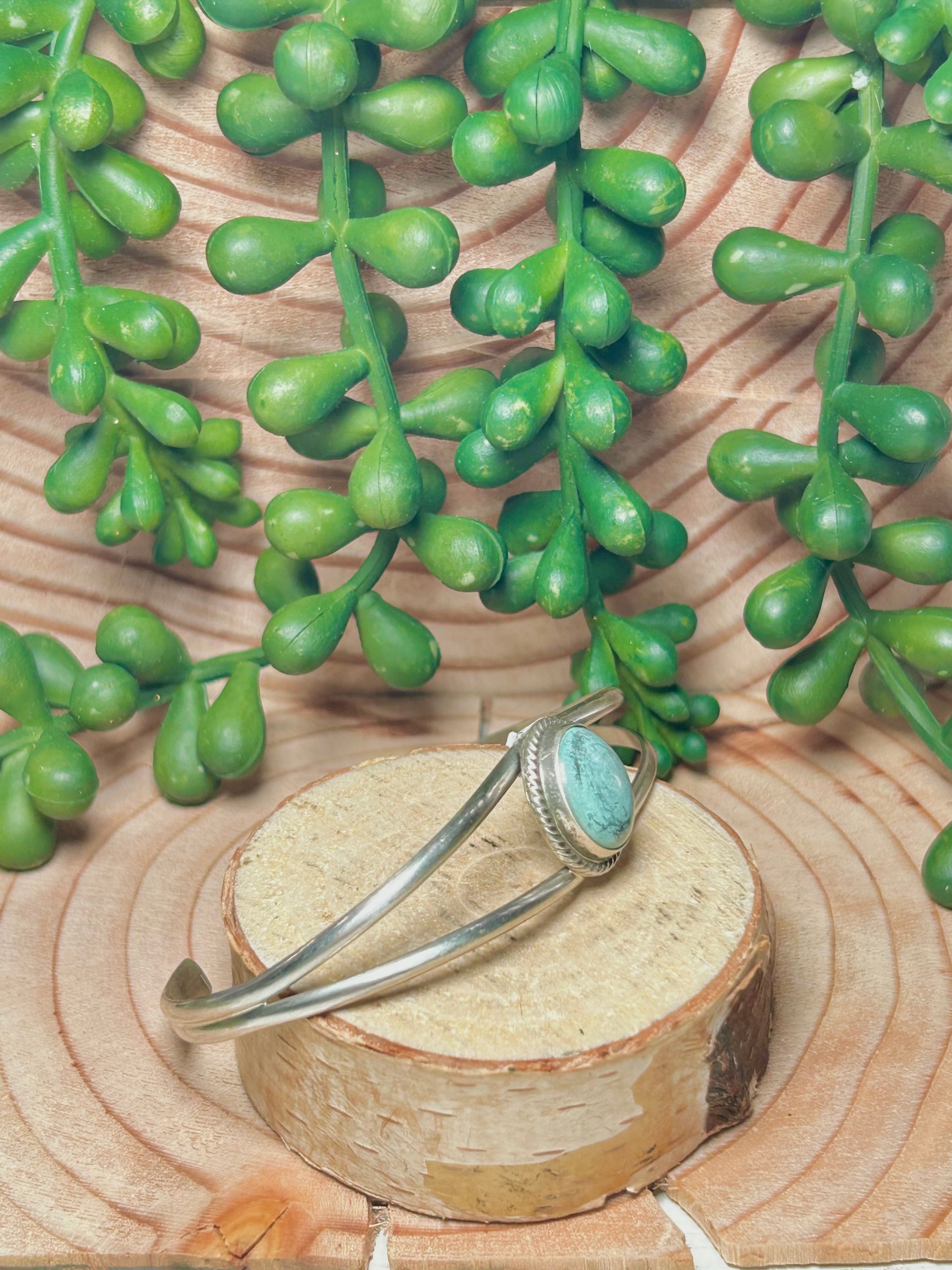 Navajo Made Kingman Turquoise & Sterling Silver Cuff Bracelet