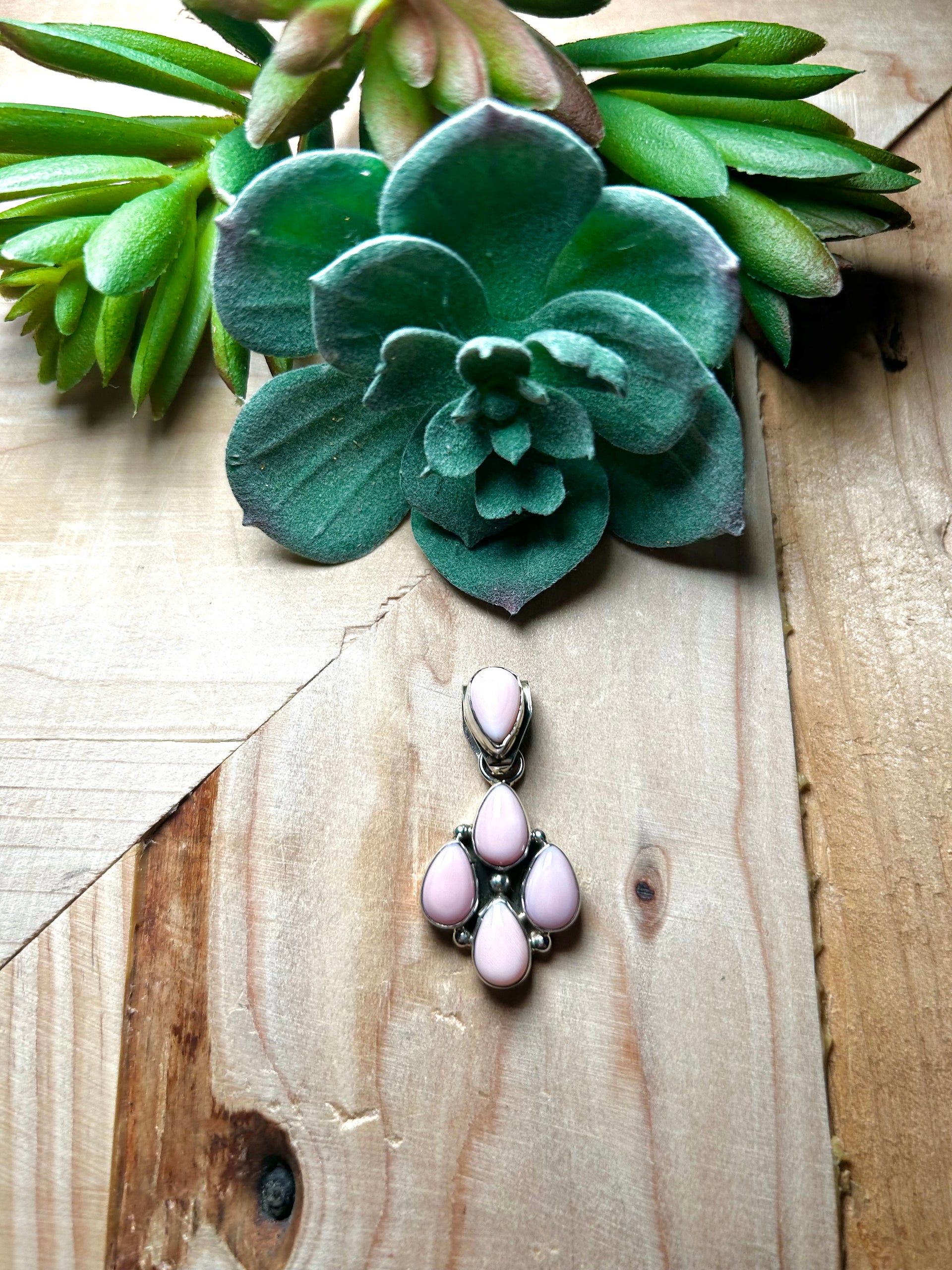 Navajo Made Pink Conch & Sterling Silver Pendant