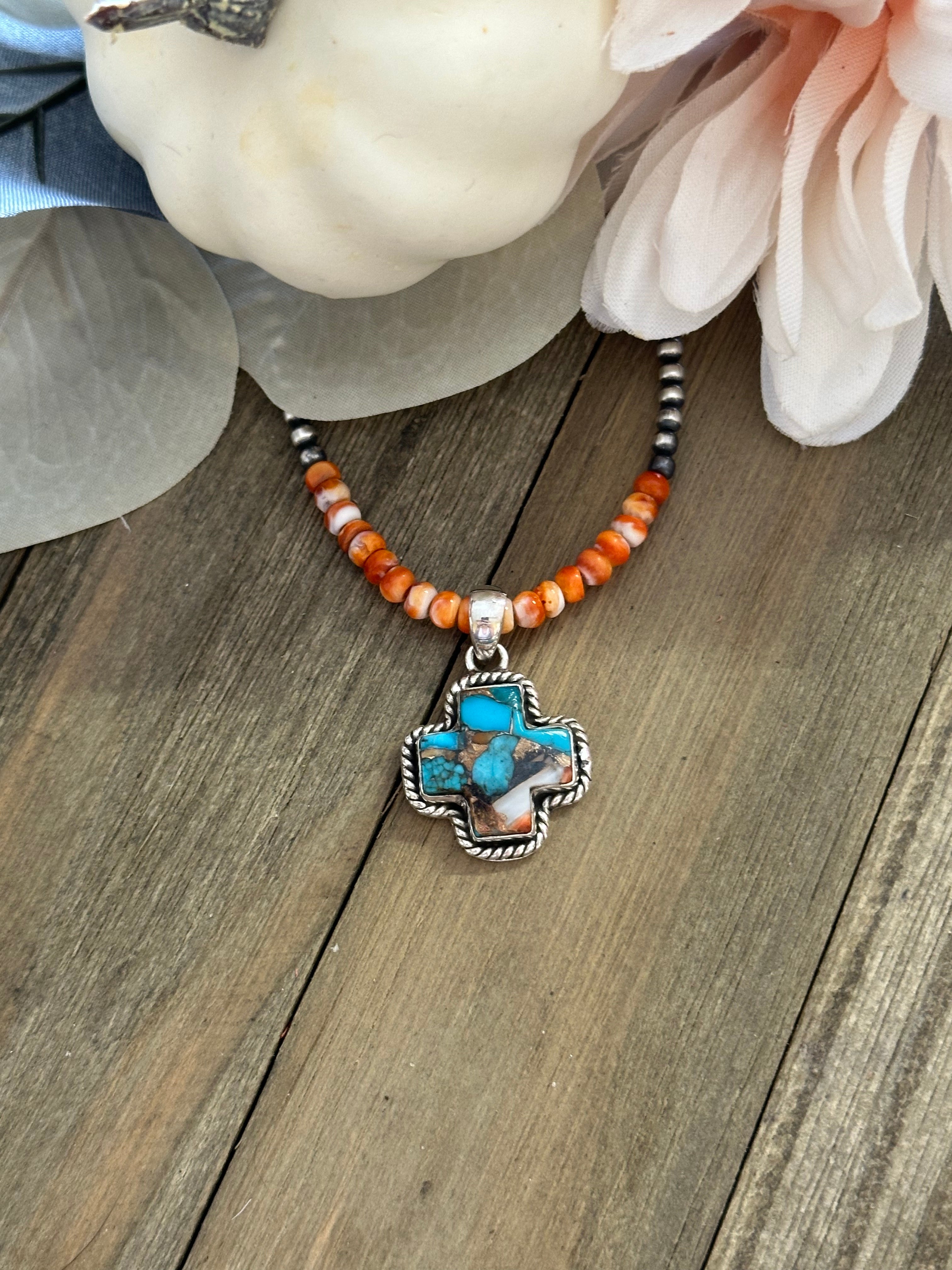Southwest Handmade Mohave Turquoise & Sterling Silver Pendant