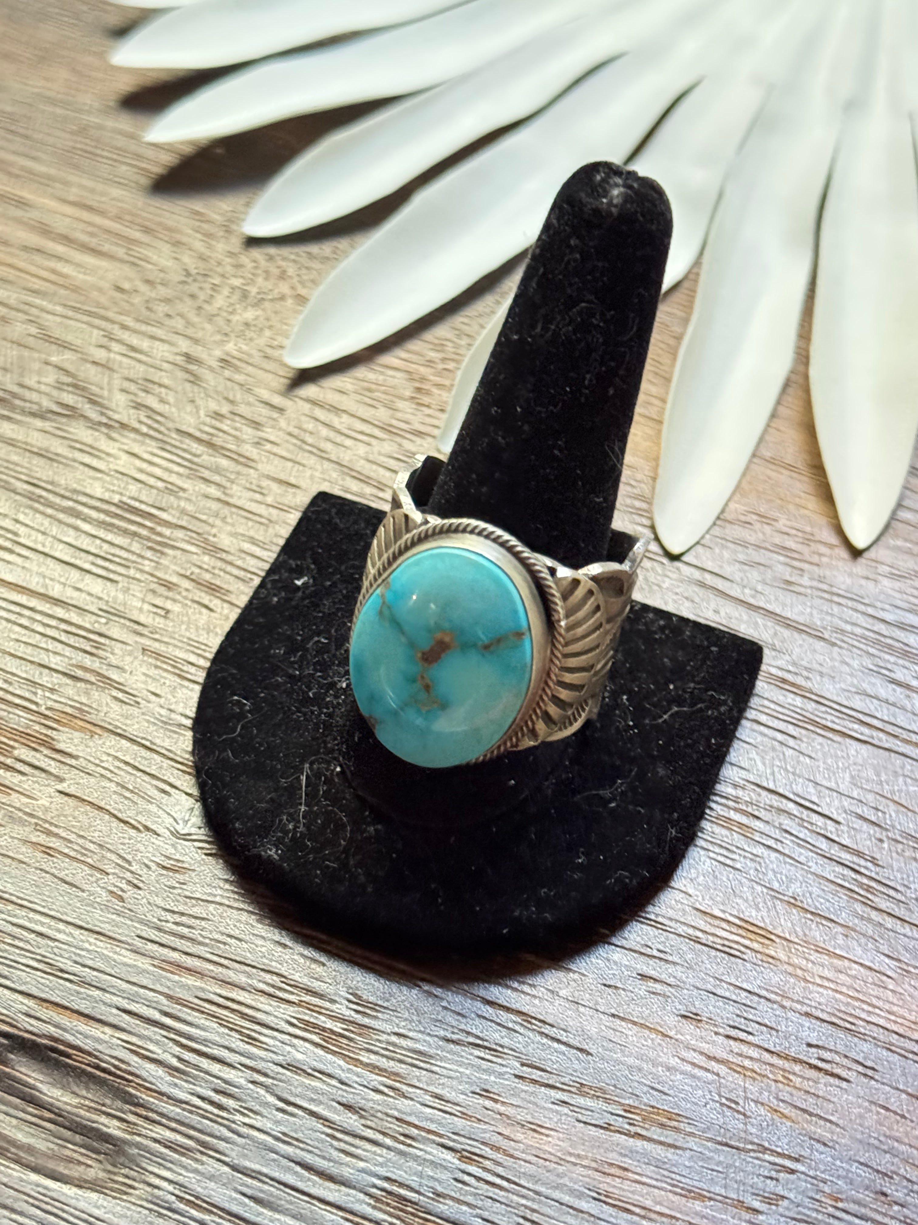 Tillie John Sonoran Mountain Turquoise & Sterling Silver Ring Size 14