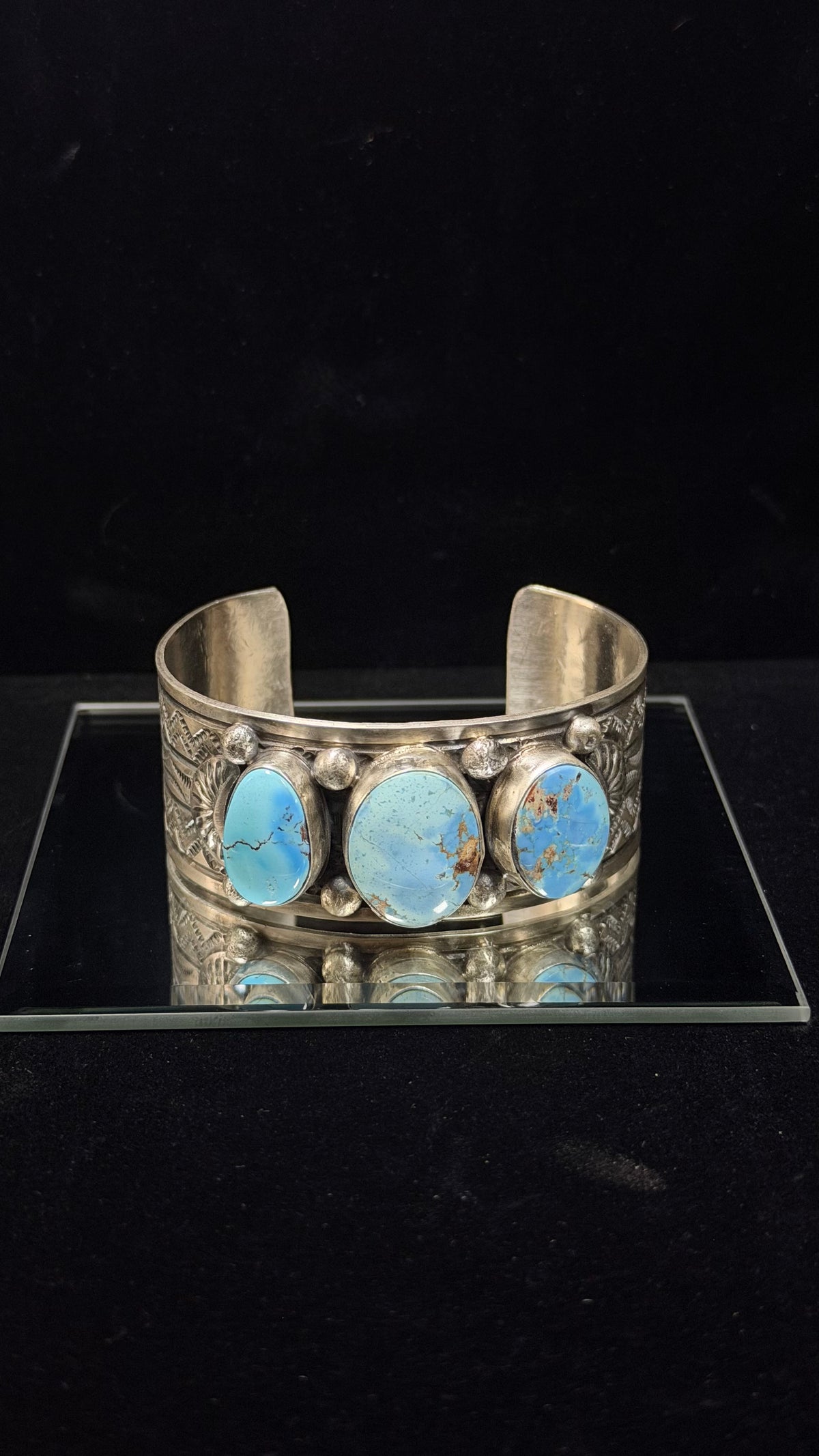 Tillie John Golden Hills Turquoise & Sterling Silver Cluster Cuff Bracelet