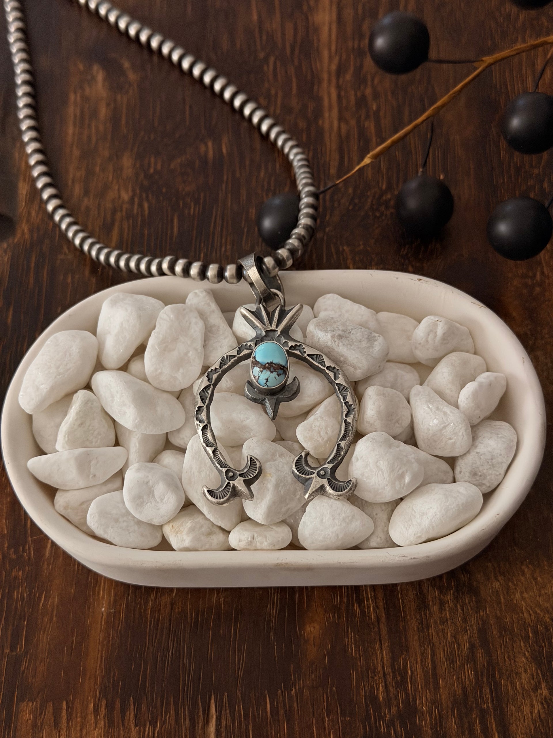 Kindale Billah Golden Hills Turquoise & Sterling Silver Naja Pendant
