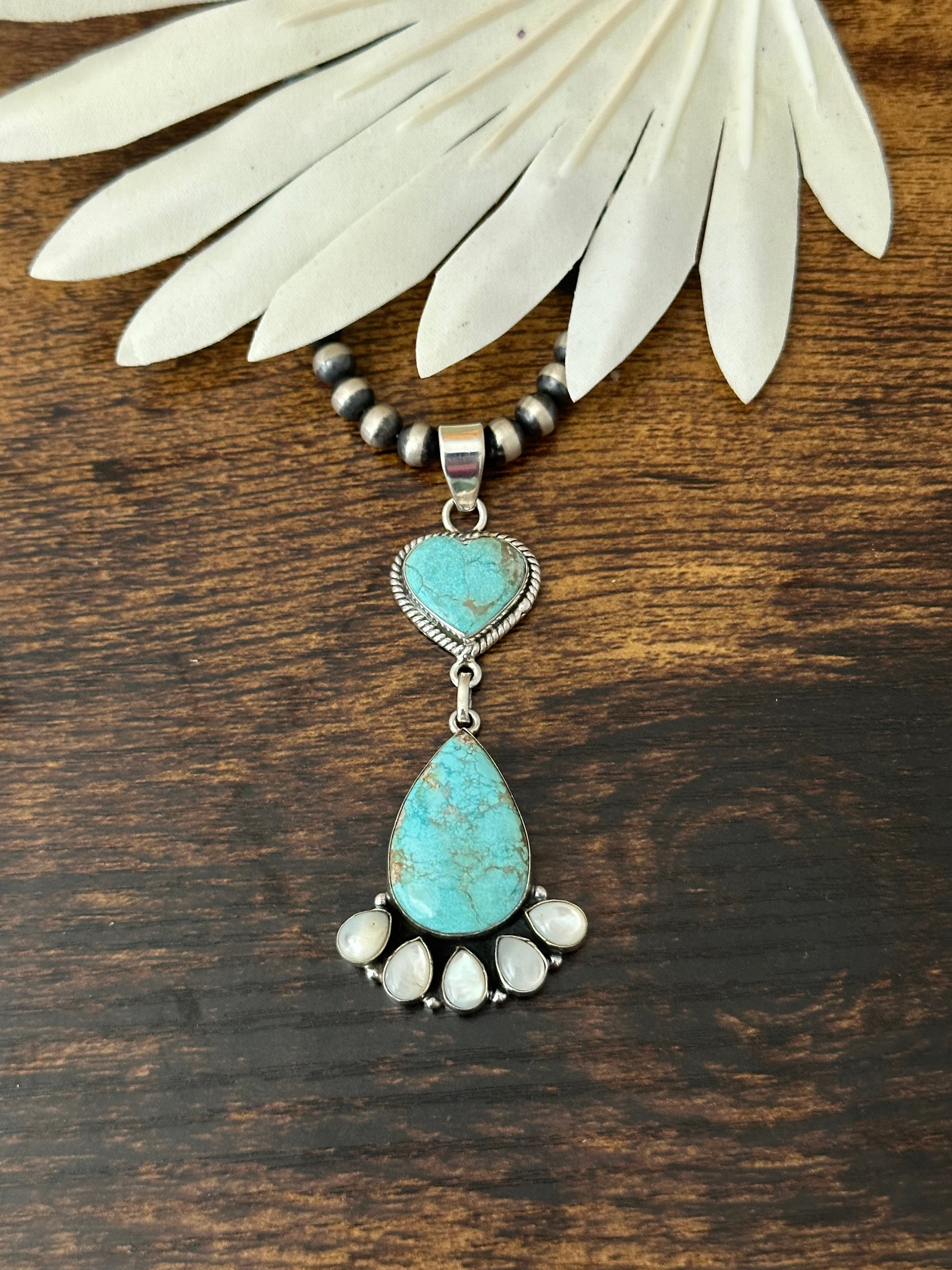 Southwest Handmade Multi Stone & Sterling Silver Cluster Pendant