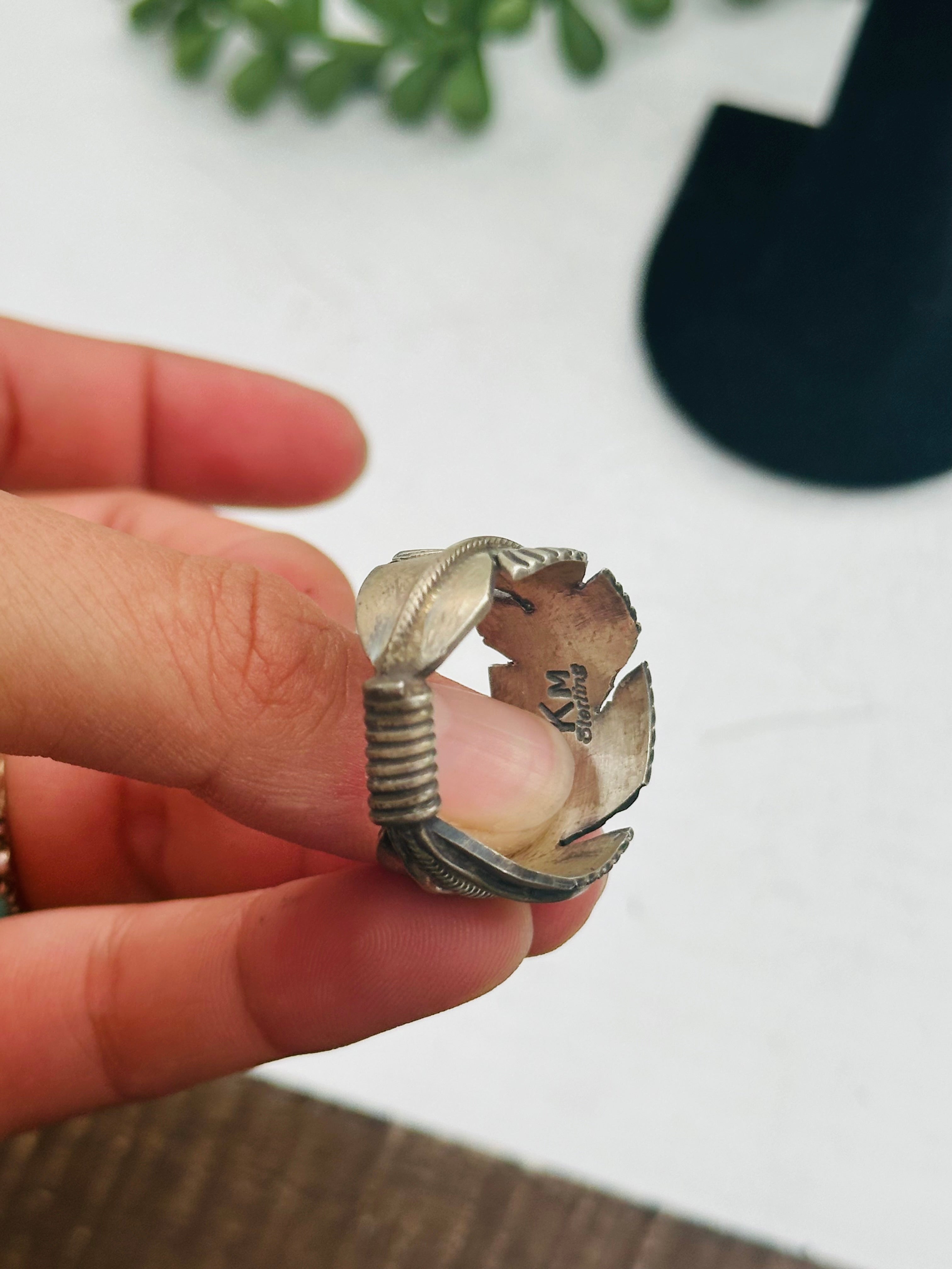 Navajo Made Sterling Silver Feather Ring