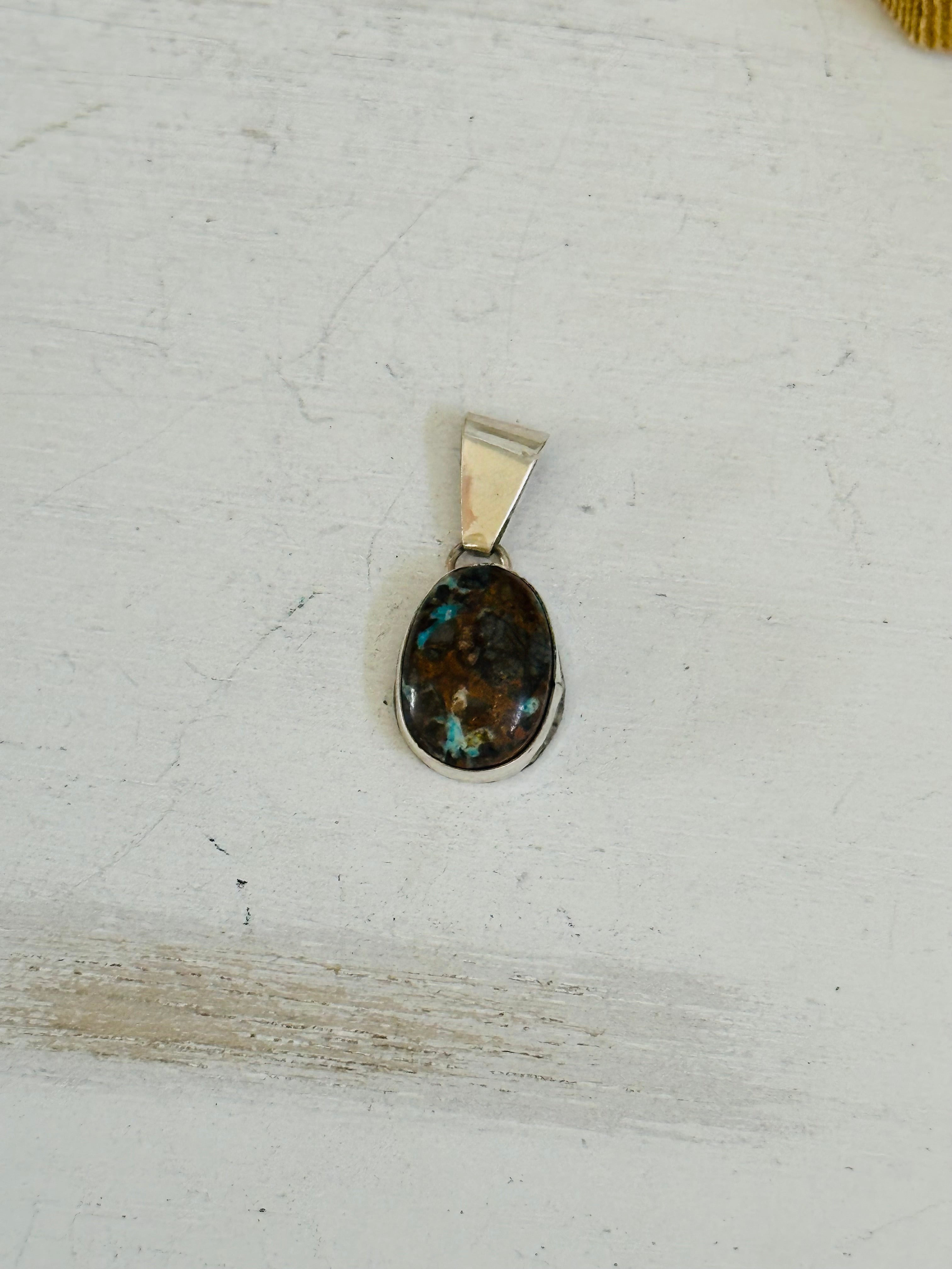 Navajo Made Carico Lake Turquoise & Sterling Silver Pendant