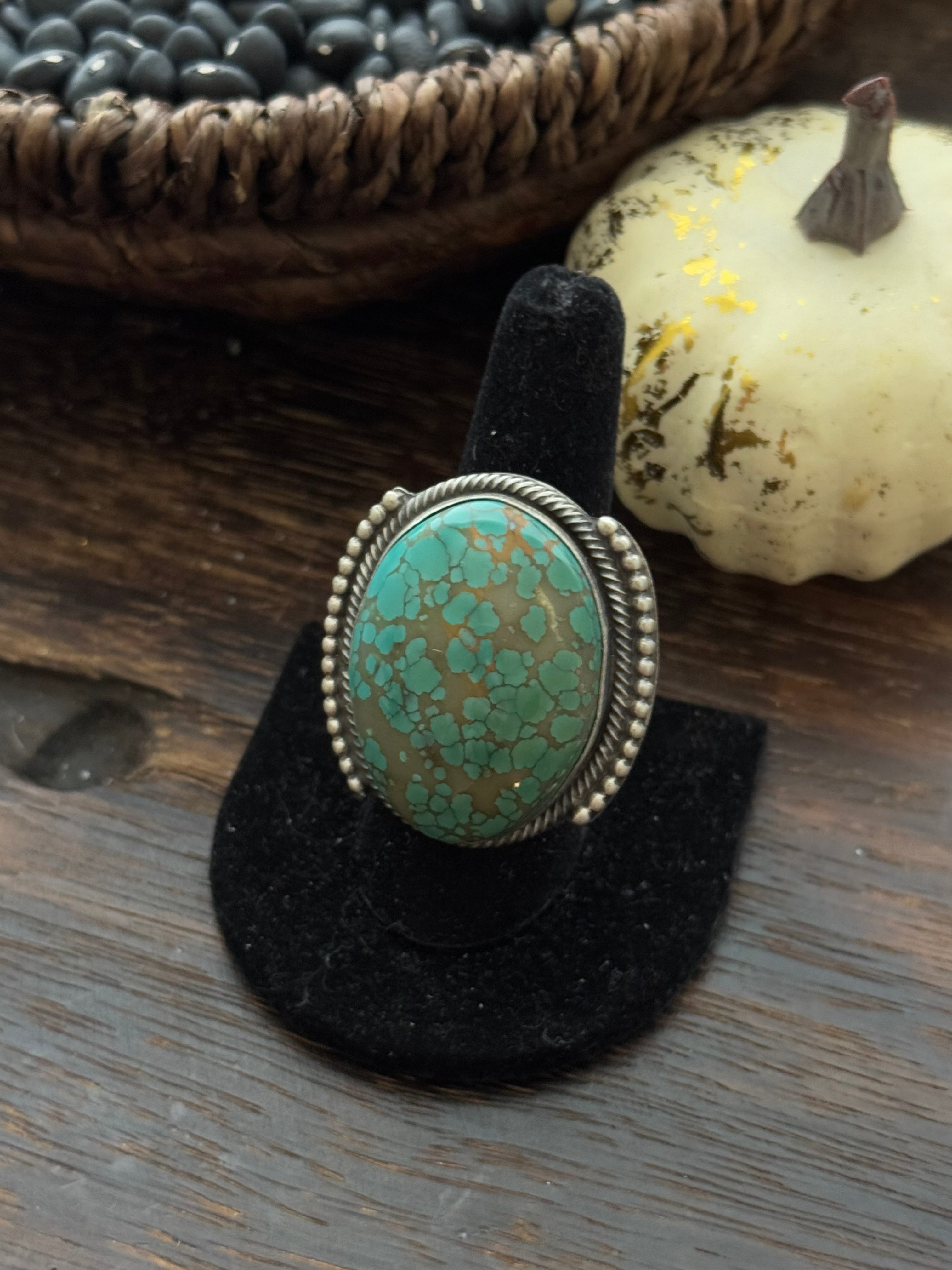 Sheila Becenti Pilot Mountain Turquoise Sterling Silver Adjustable Ring