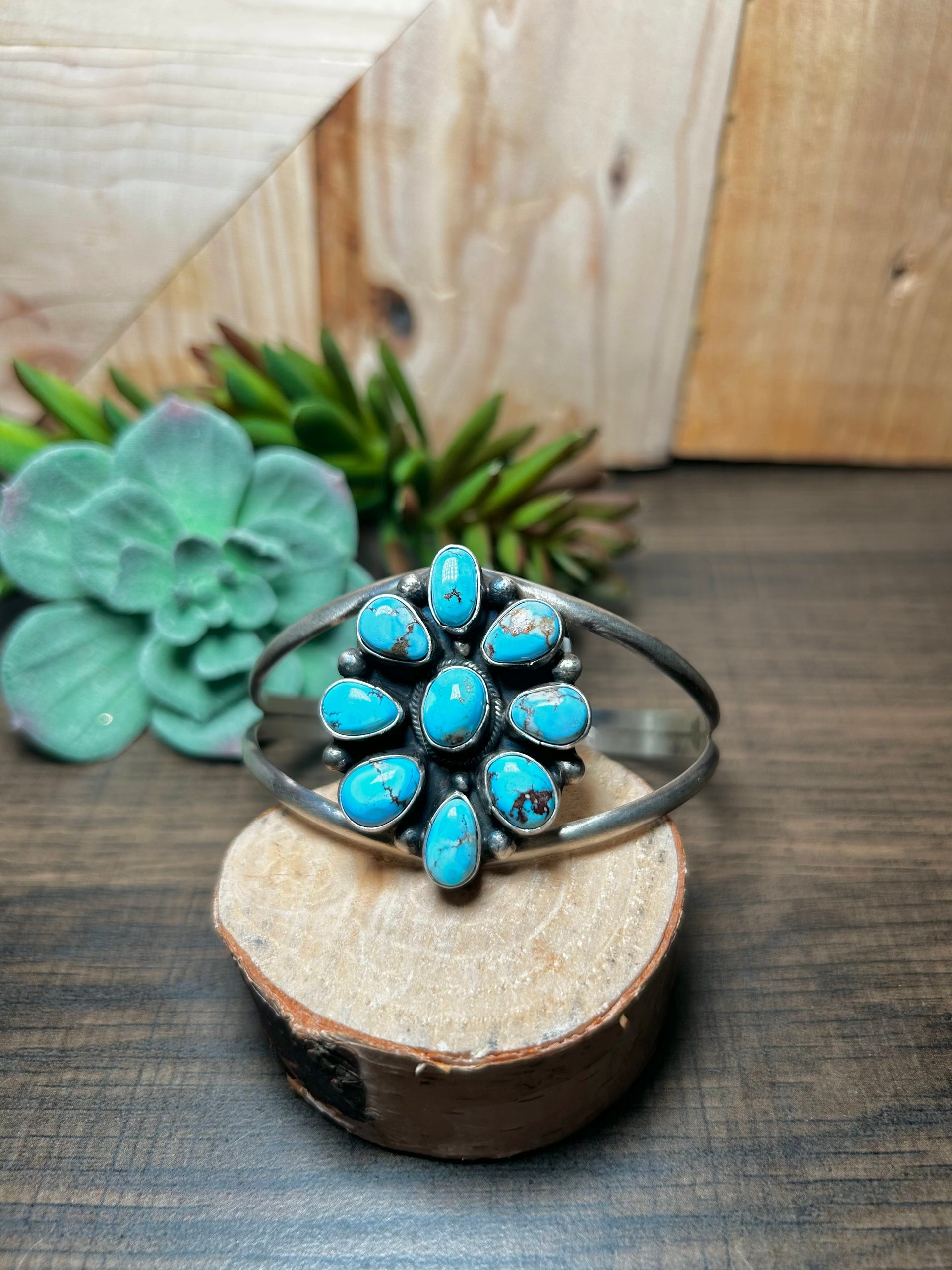 Sheila Becenti Golden Hill Turquoise & Sterling Silver Cuff Bracelet