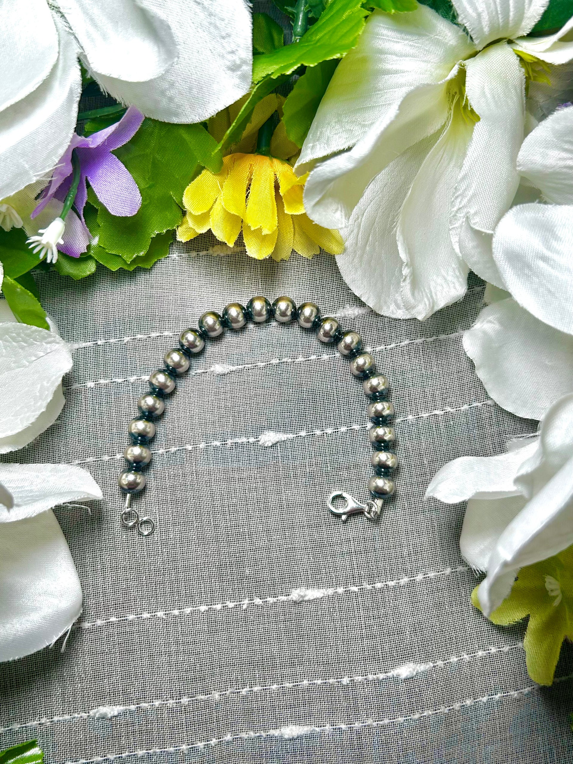 Navajo Made Strung 8 MM Sterling Silver Link Bracelet