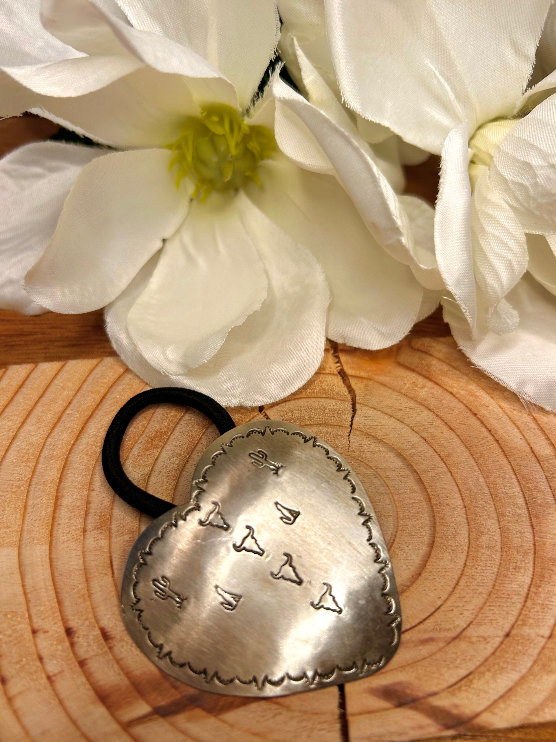Navajo Made Sterling Silver Heart Hair Tie