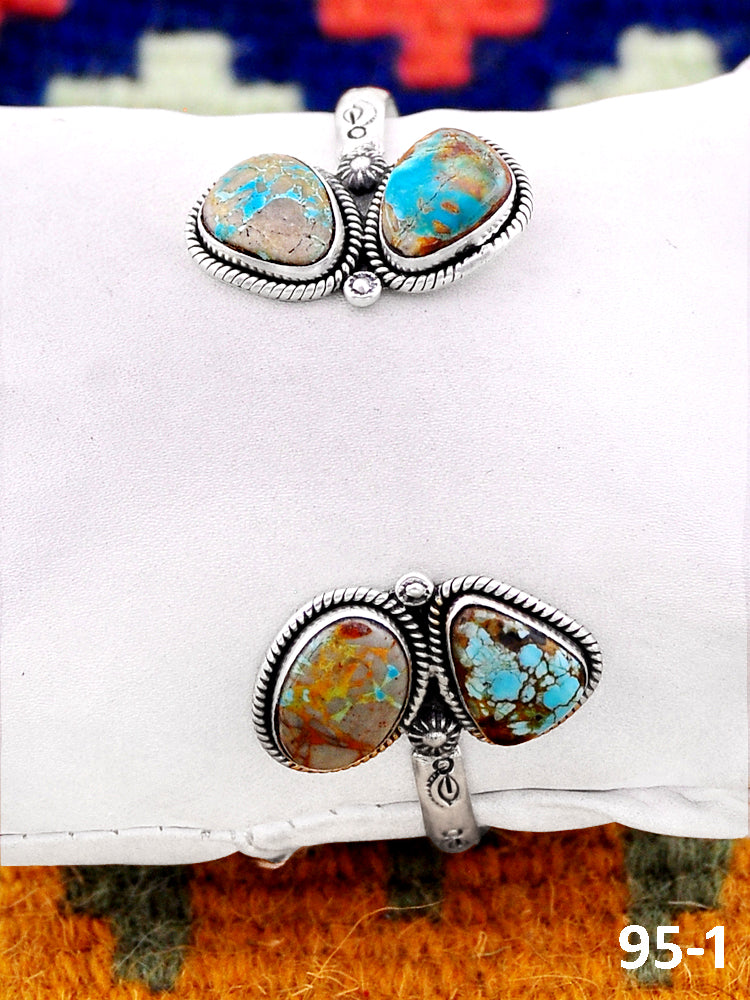Southwest Handmade Ribbon Royston Turquoise & Sterling Silver Cuff Bracelet