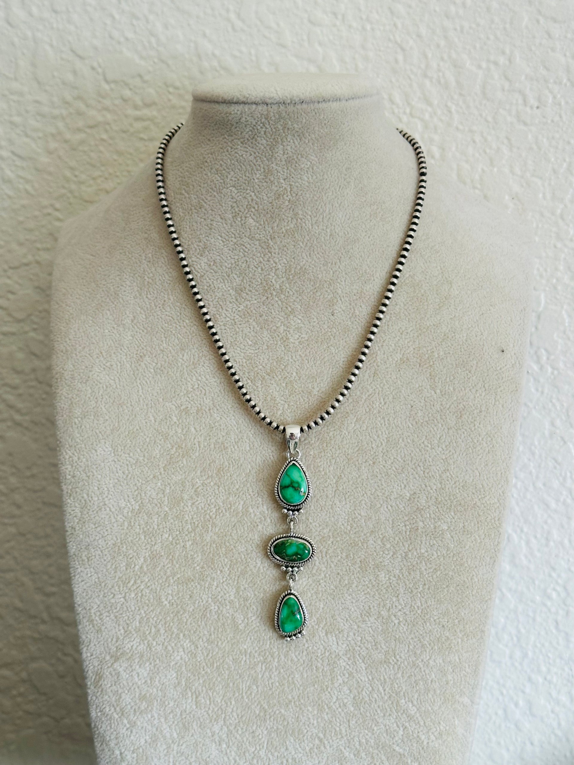 Southwest Handmade Sonoran Gold Turquoise & Sterling Silver Pendant