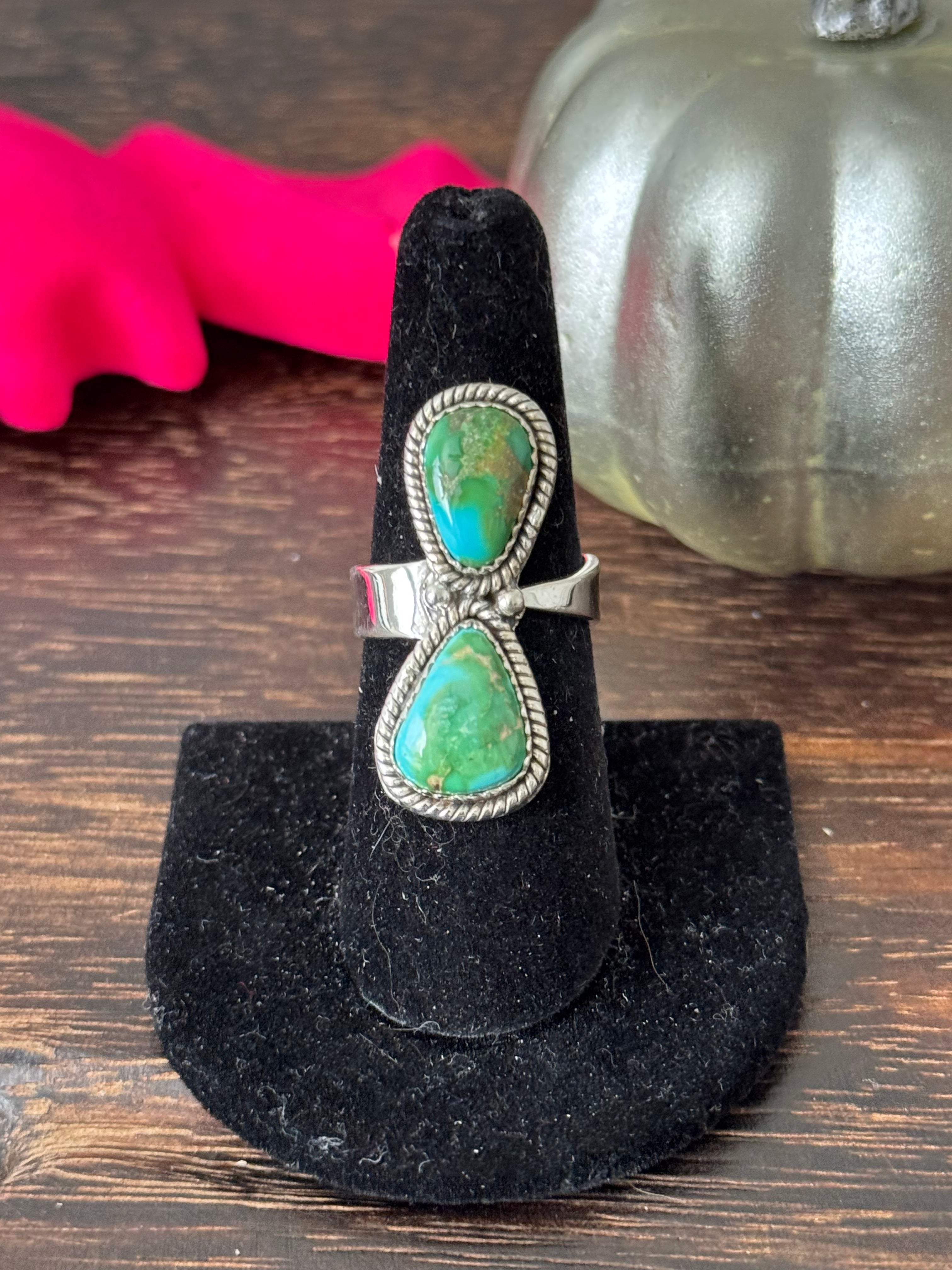 Southwest Handmade Sonoran Mountain Turquoise & Sterling Silver Adjustable Ring