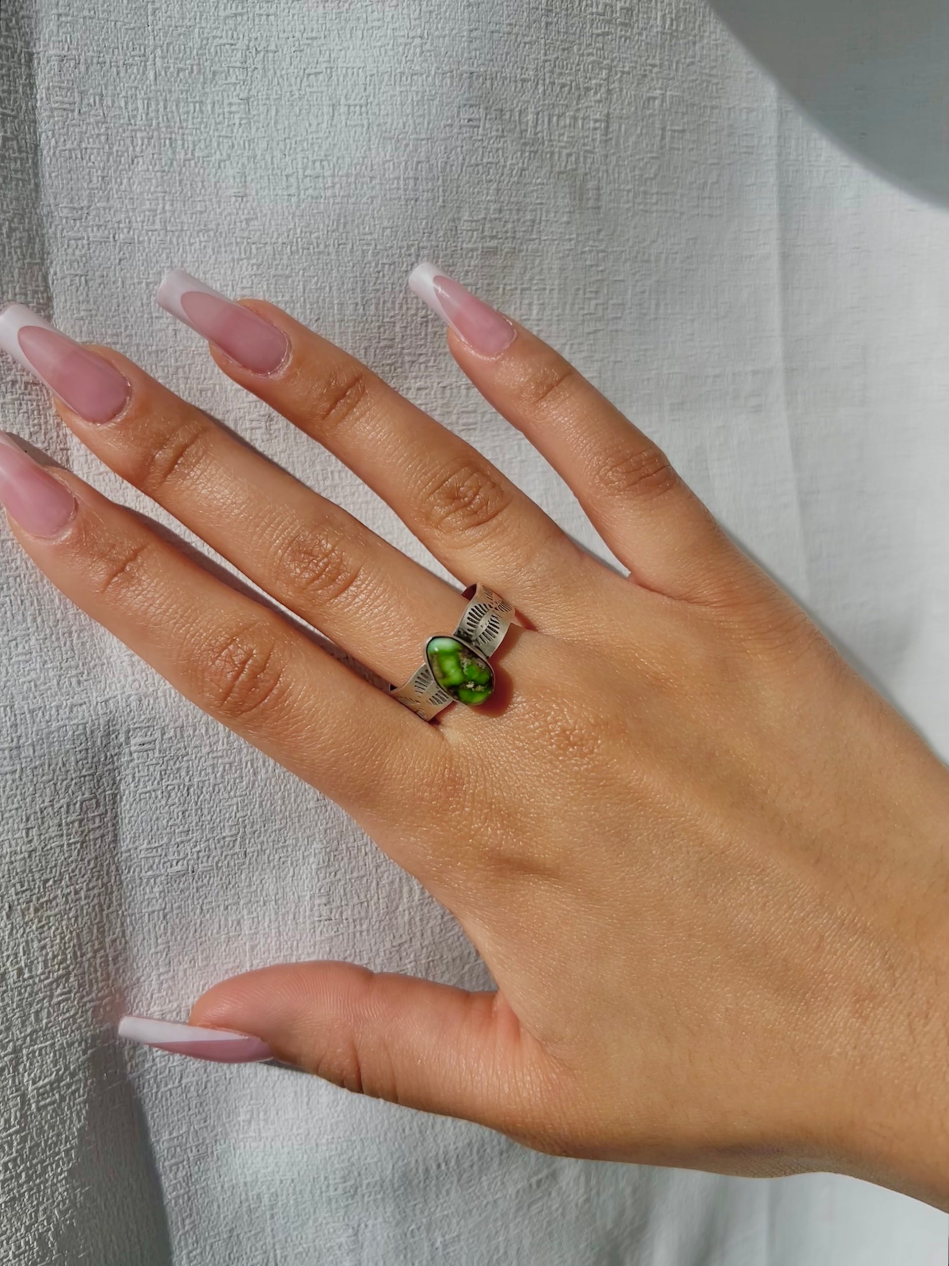 Navajo Made Sonoran Gold Turquoise & Sterling Sliver Ring Size 11.25