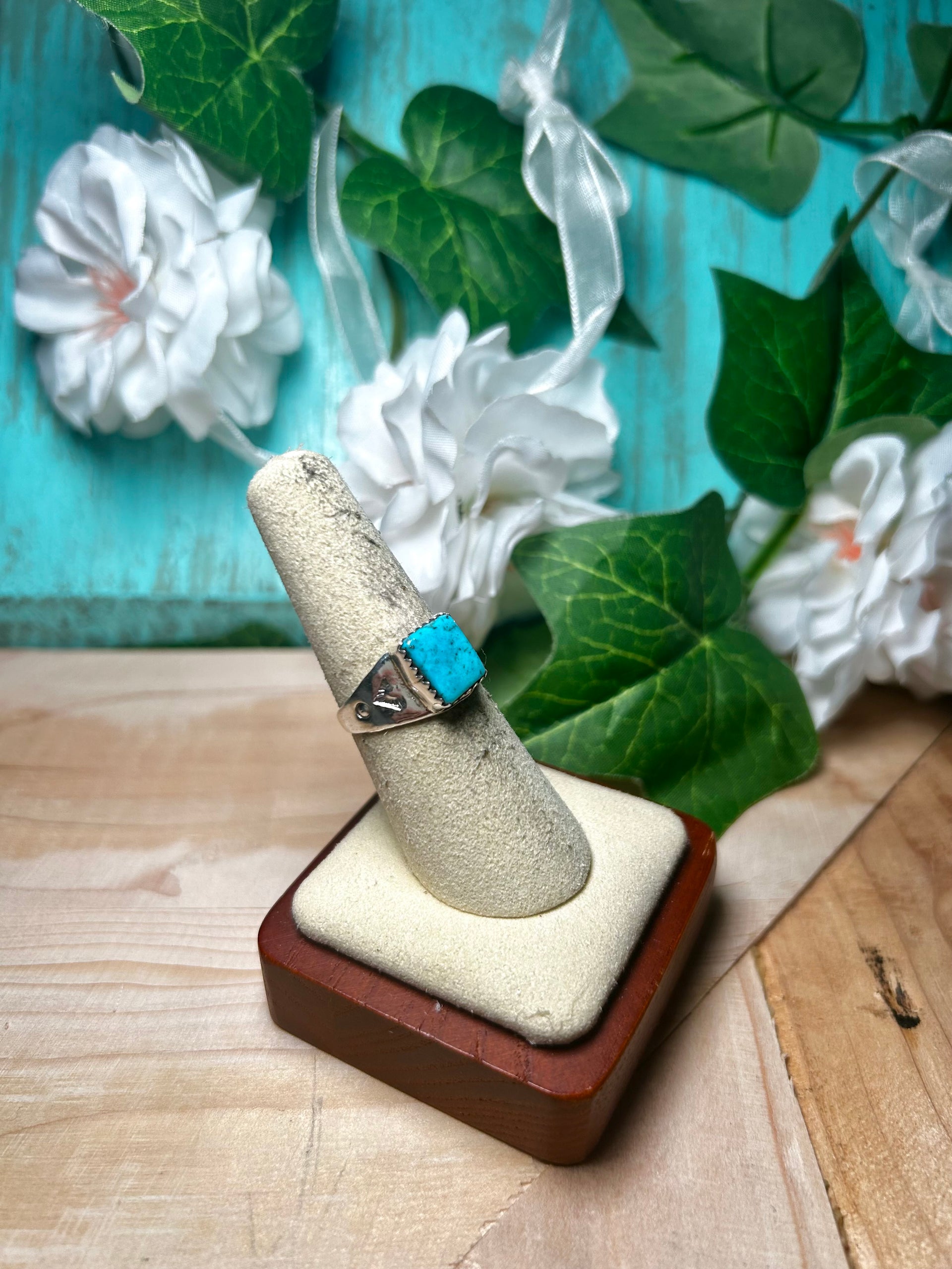 Navajo Made Royston Turquoise & Sterling Silver Ring Size 7