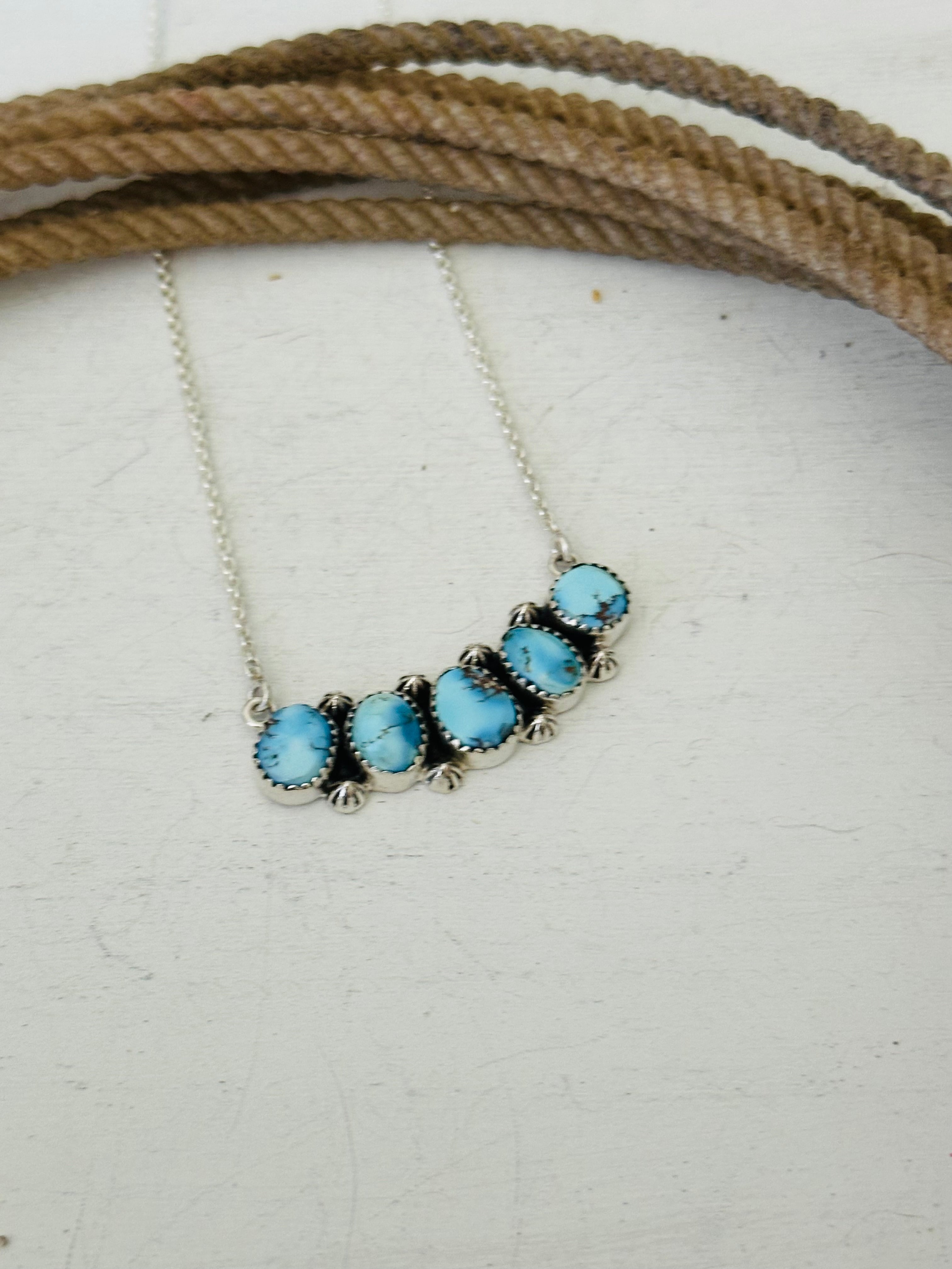 Southwest Handmade Golden Hills Turquoise & Sterling Silver Necklace