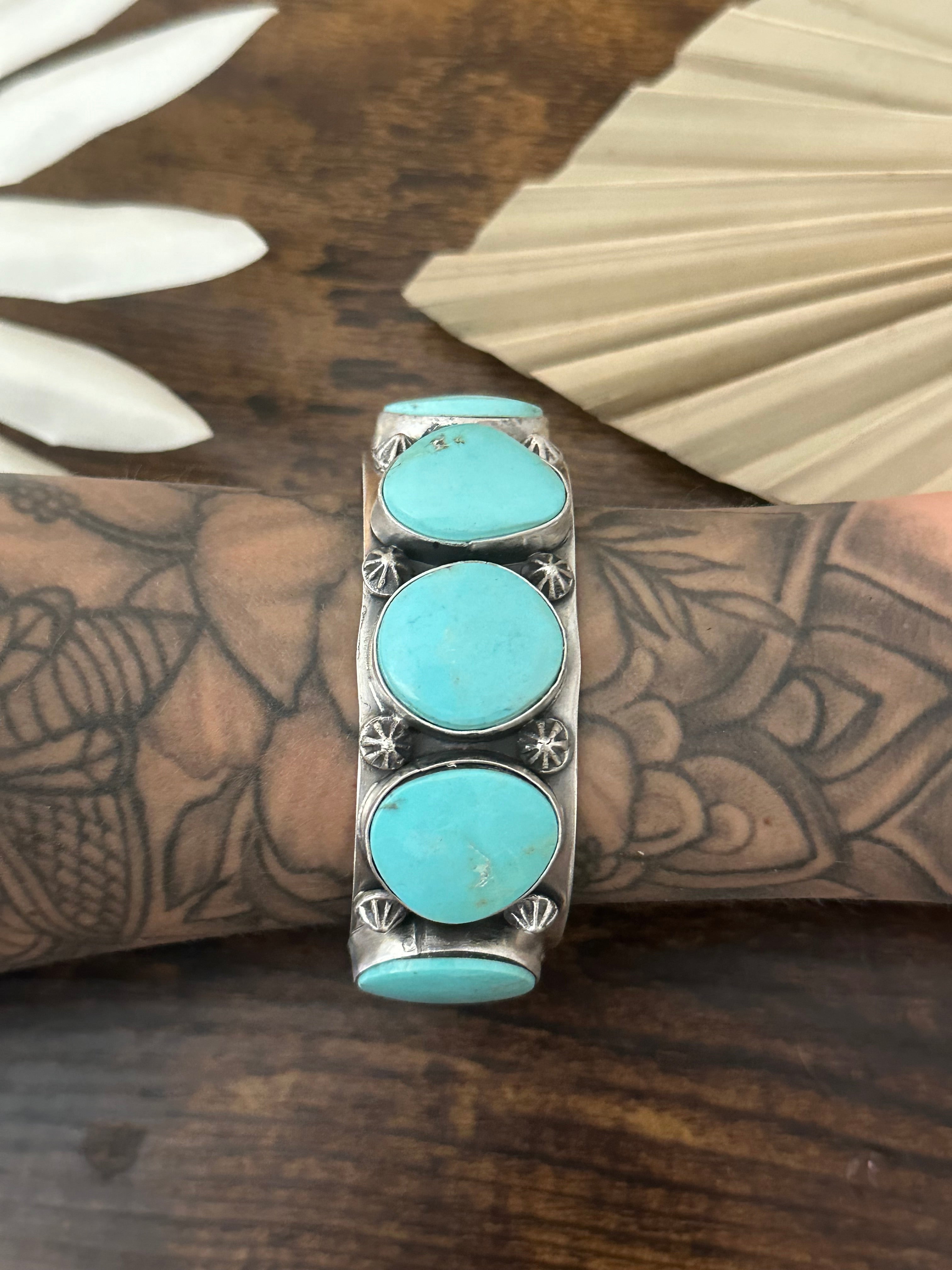 Dustin Francisco Kingman Turquoise & Sterling Silver Cuff Bracelet