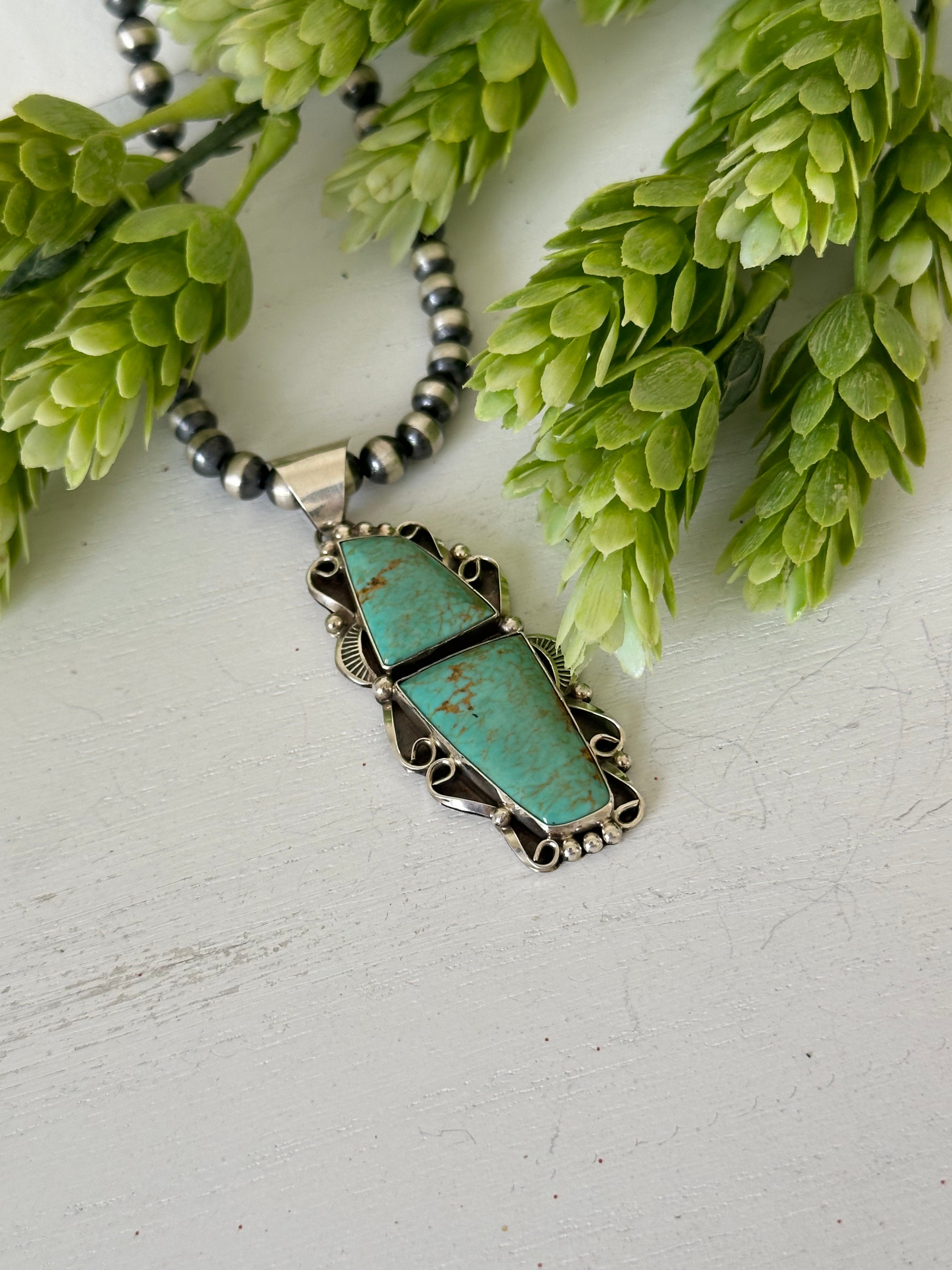 Bernita Begay Kingman Turquoise & Sterling Silver Pendant