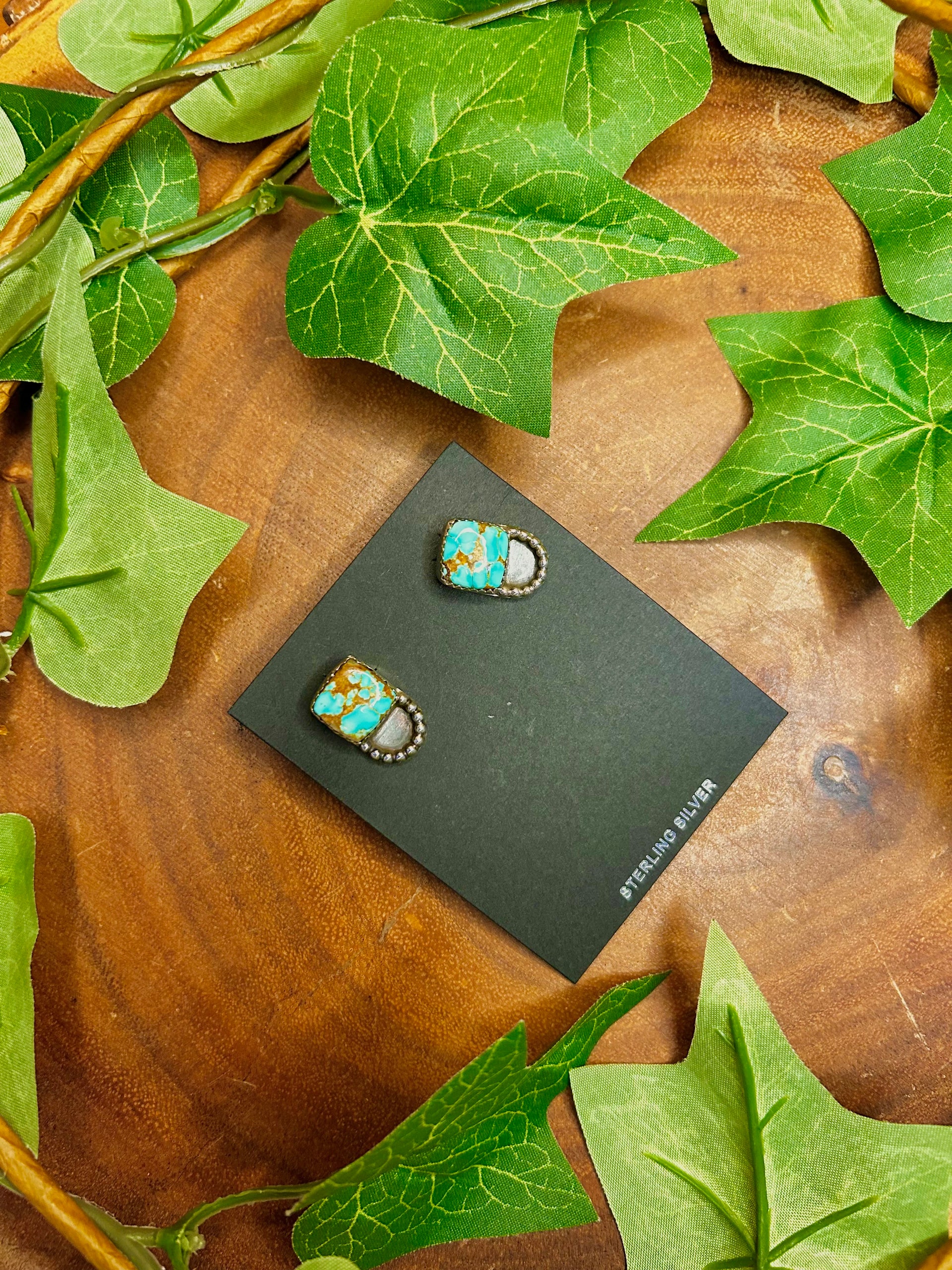 Southwest Made #8 Turquoise & Sterling Silver Post Earrings