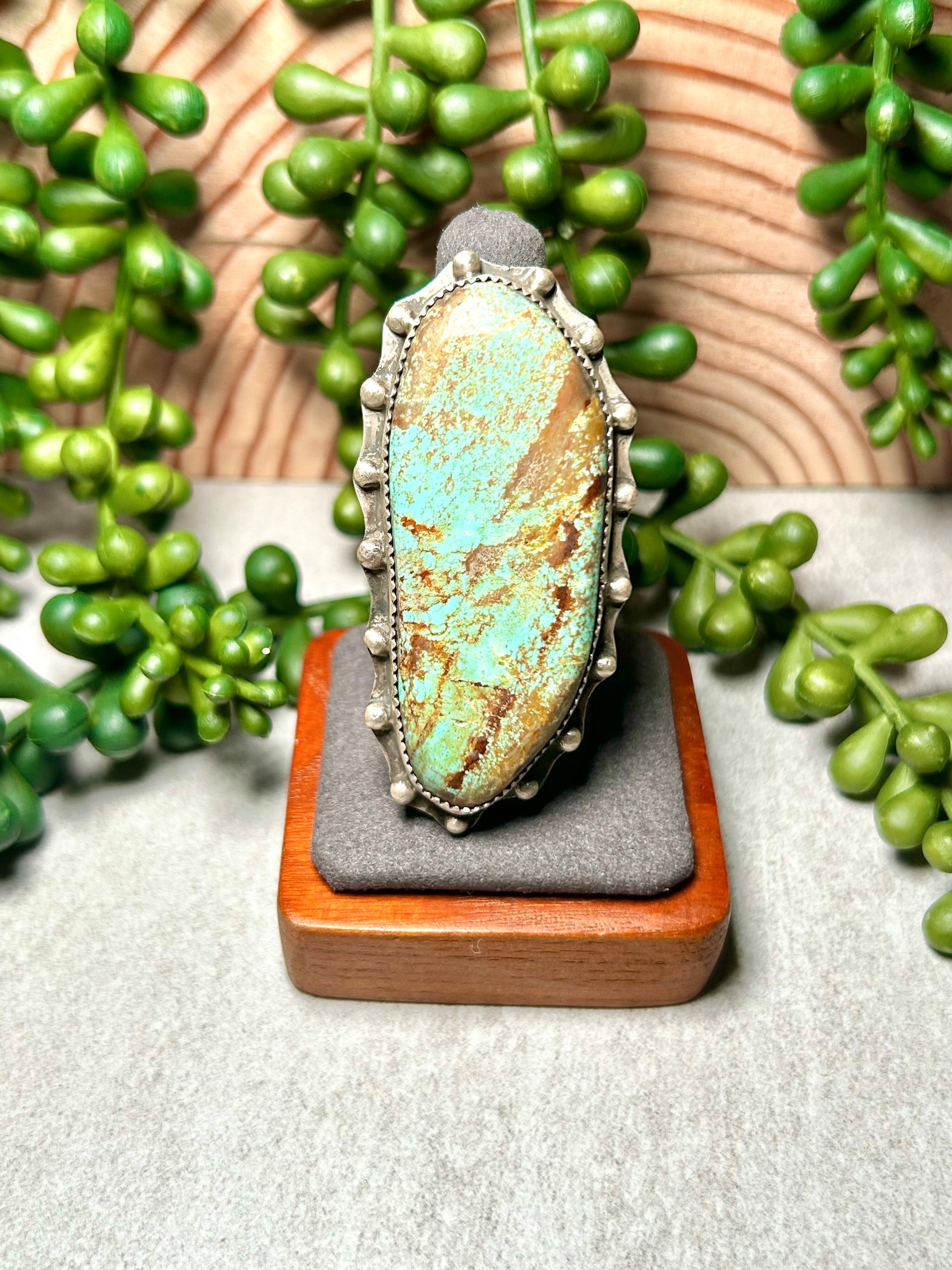 Harold Henio #8 Turquoise & Sterling Silver Adjustable Ring