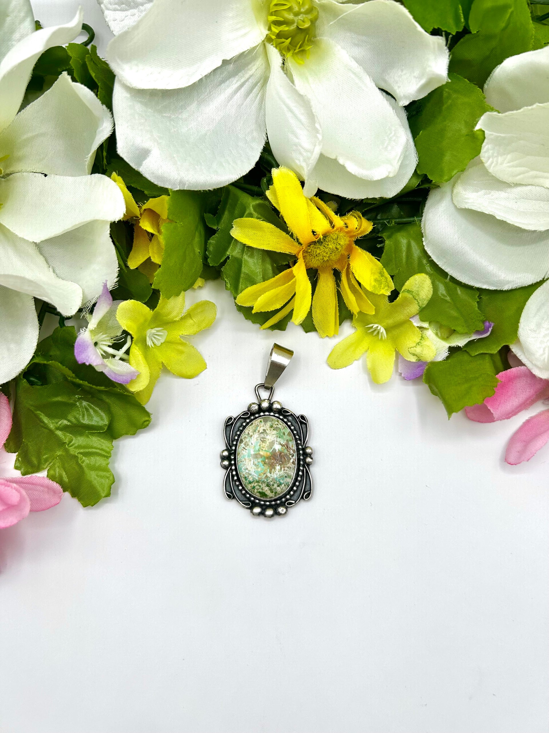 Navajo Made Royston Turquoise & Sterling Silver Pendant