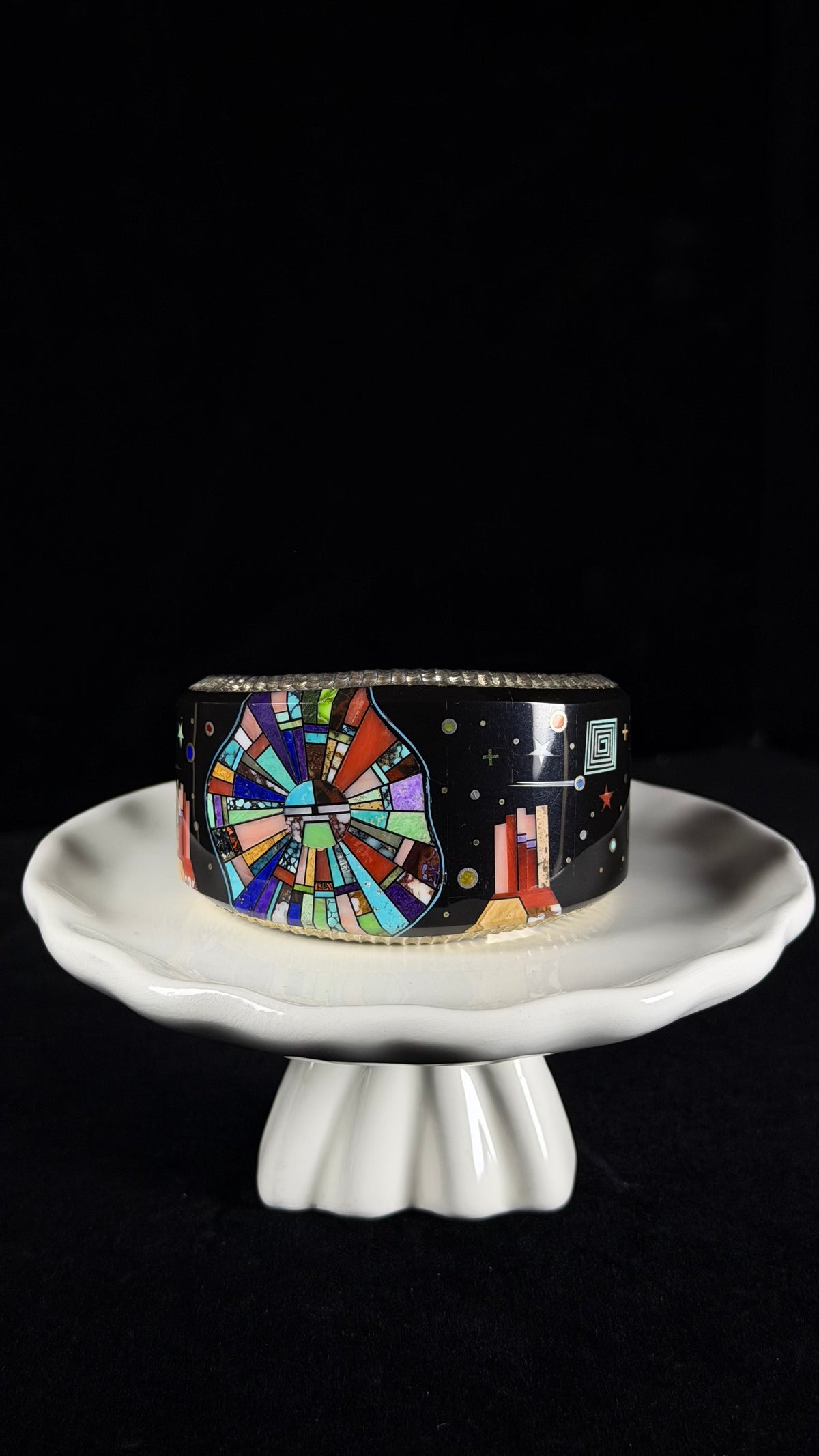 Alvin Yellowhorse Multi Stone & Sterling Silver Inlay Galaxy Cuff Bracelet