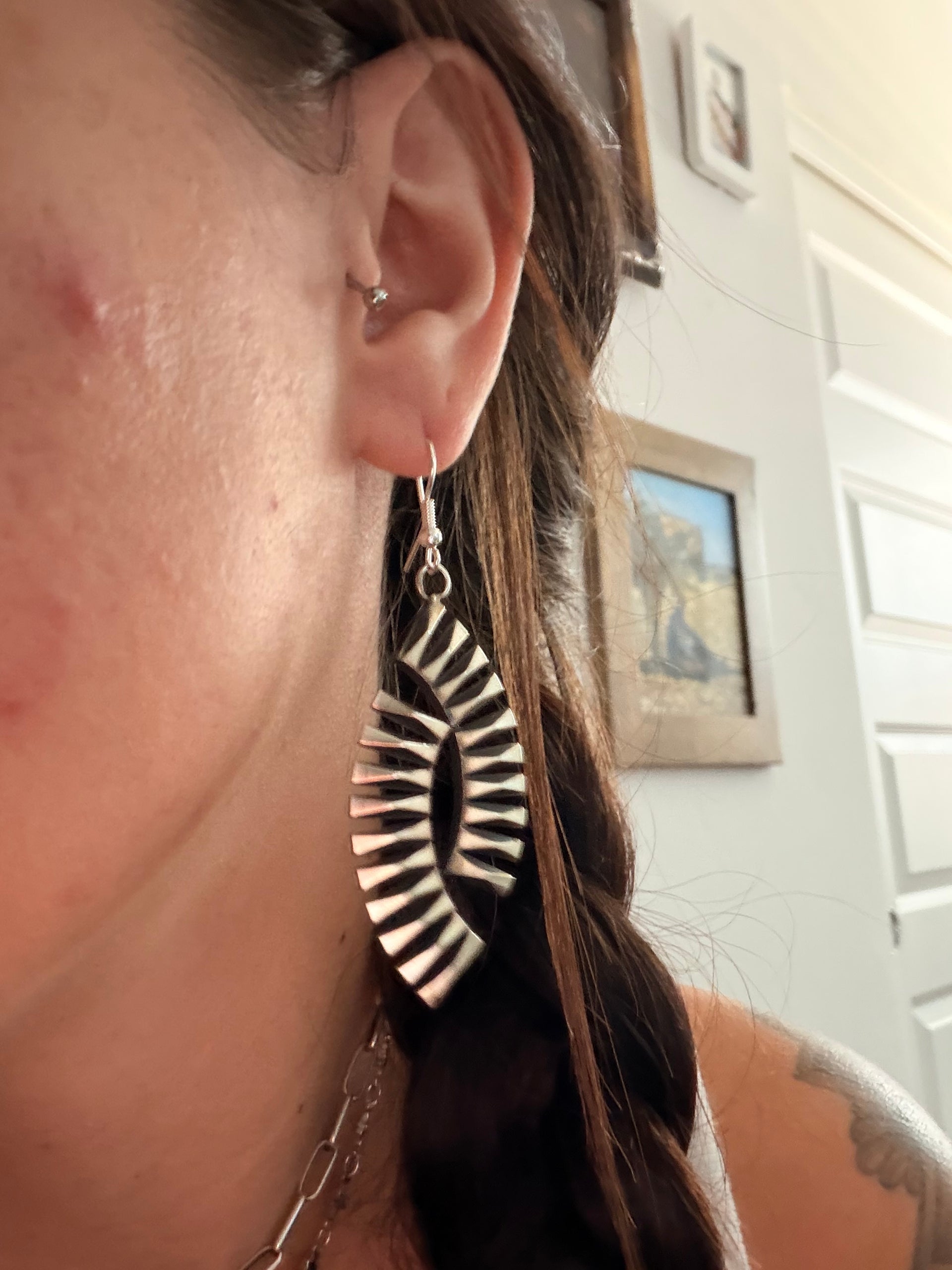 Navajo Made (Beth Dutton Style) Sterling Silver Dangle Earrings