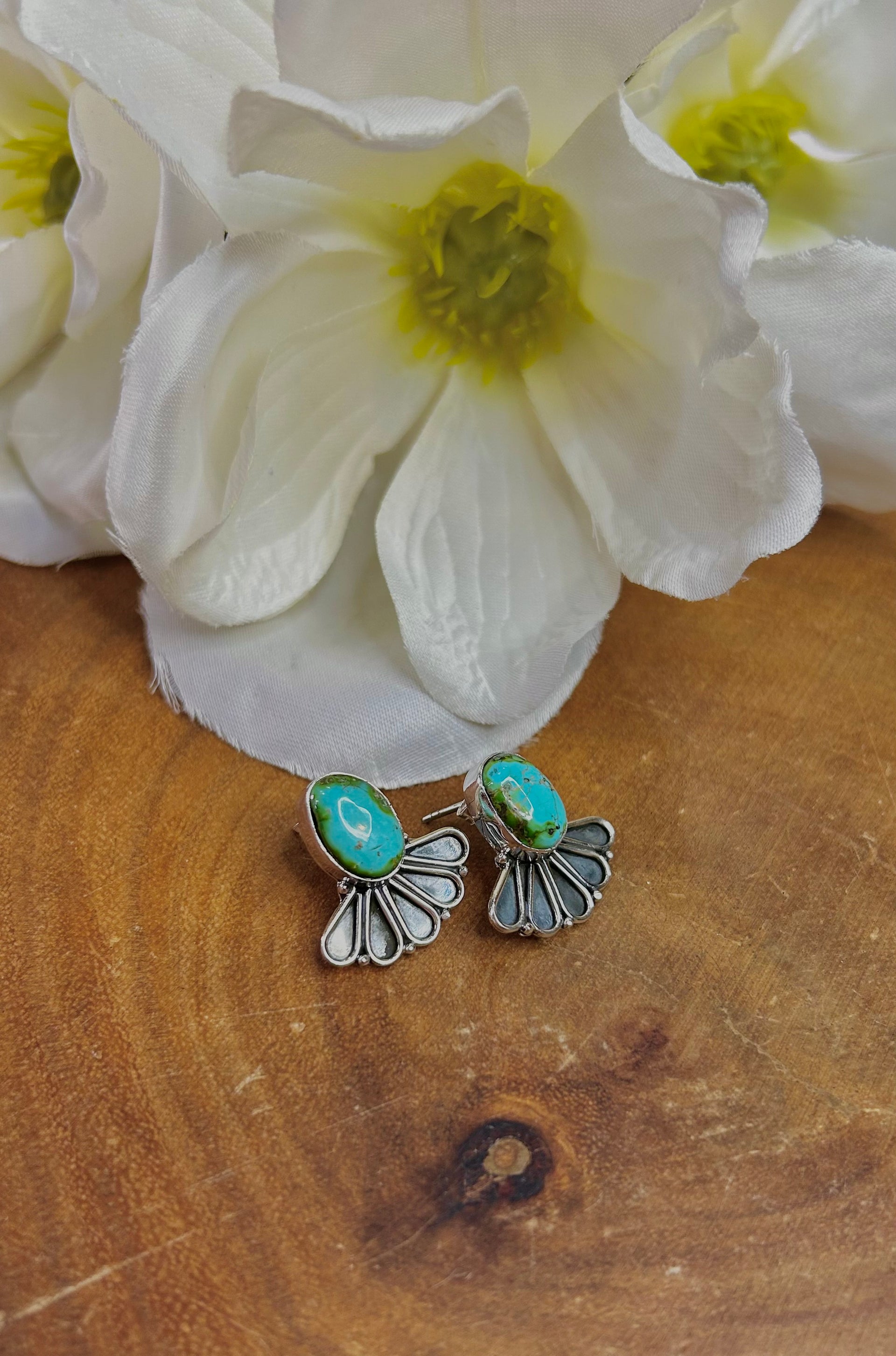 Southwest Made Kingman Turquoise & Sterling Silver Post Earrings