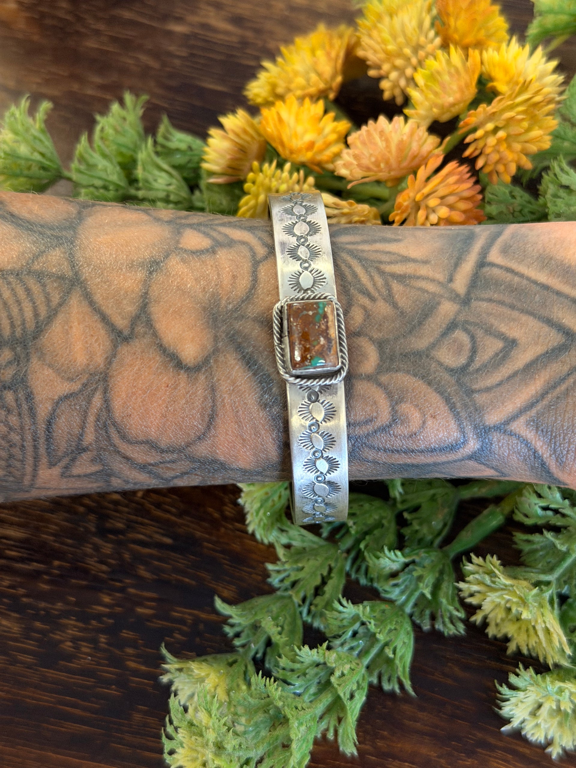 Navajo Made Royston Turquoise & Sterling Silver Cuff Bracelet
