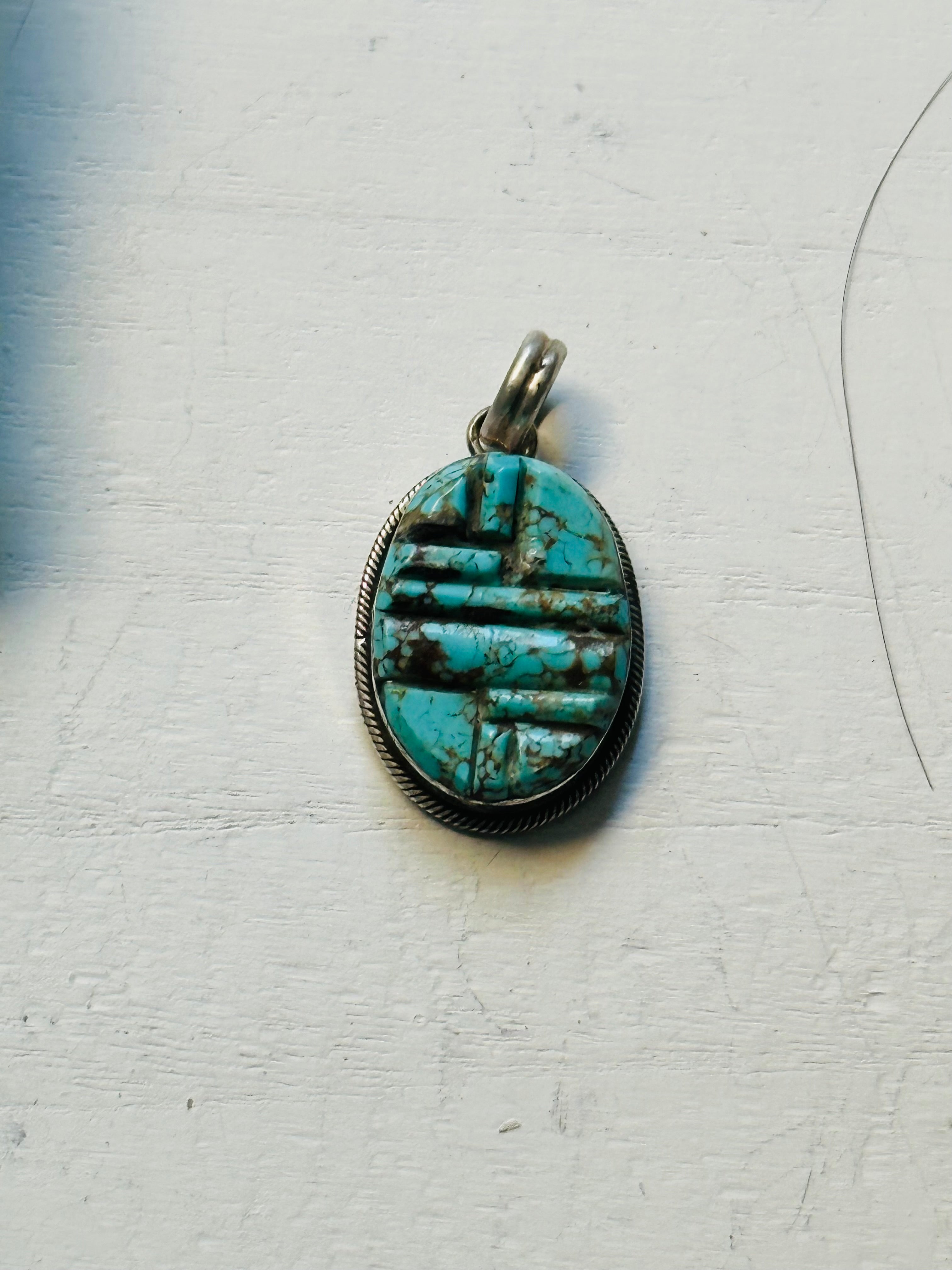 Scott Skeets #8 Turquoise & Sterling Silver Pendant