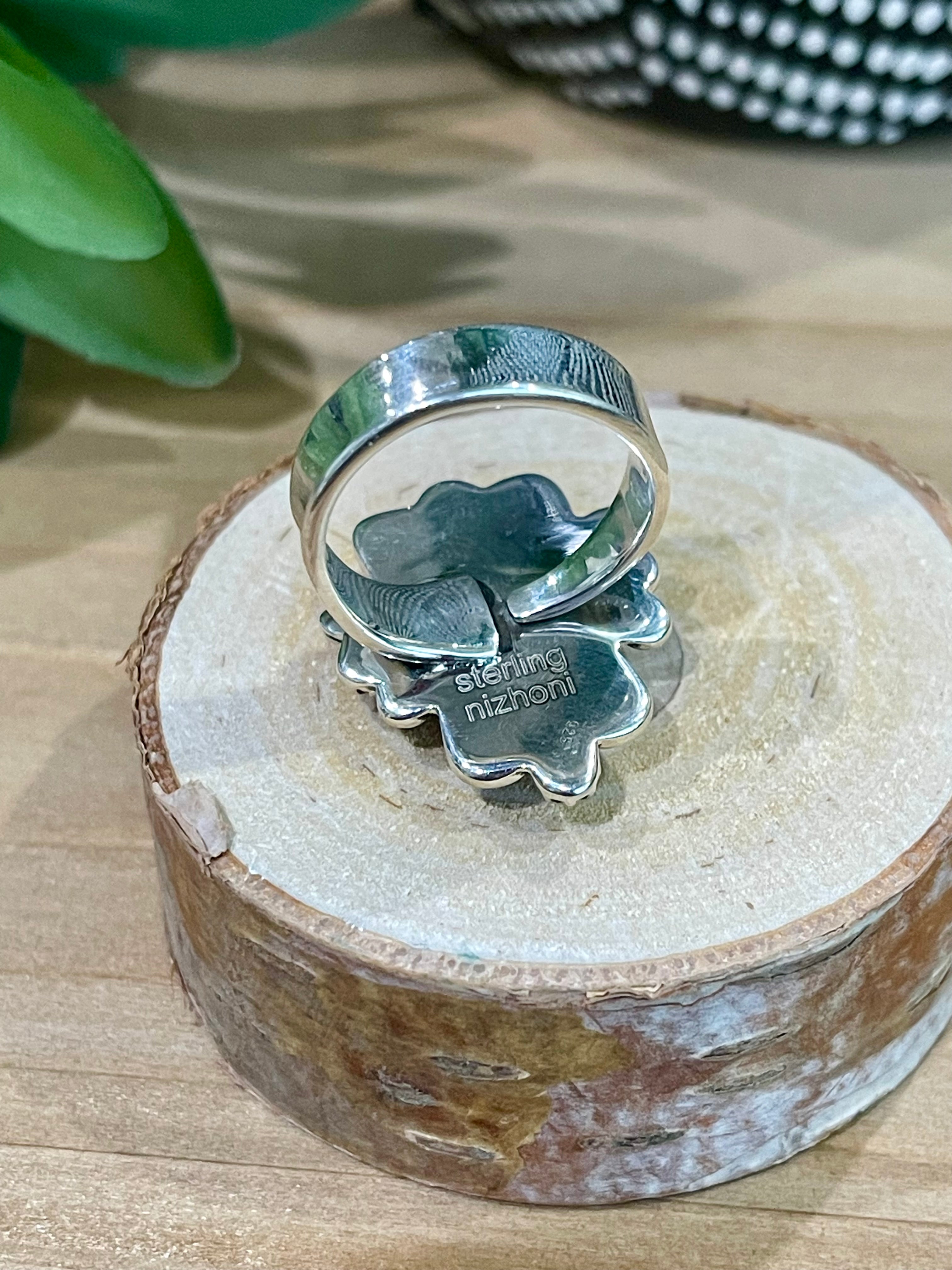 Southwest Handmade Palomino Variscite & Sterling Silver Adjustable Ring