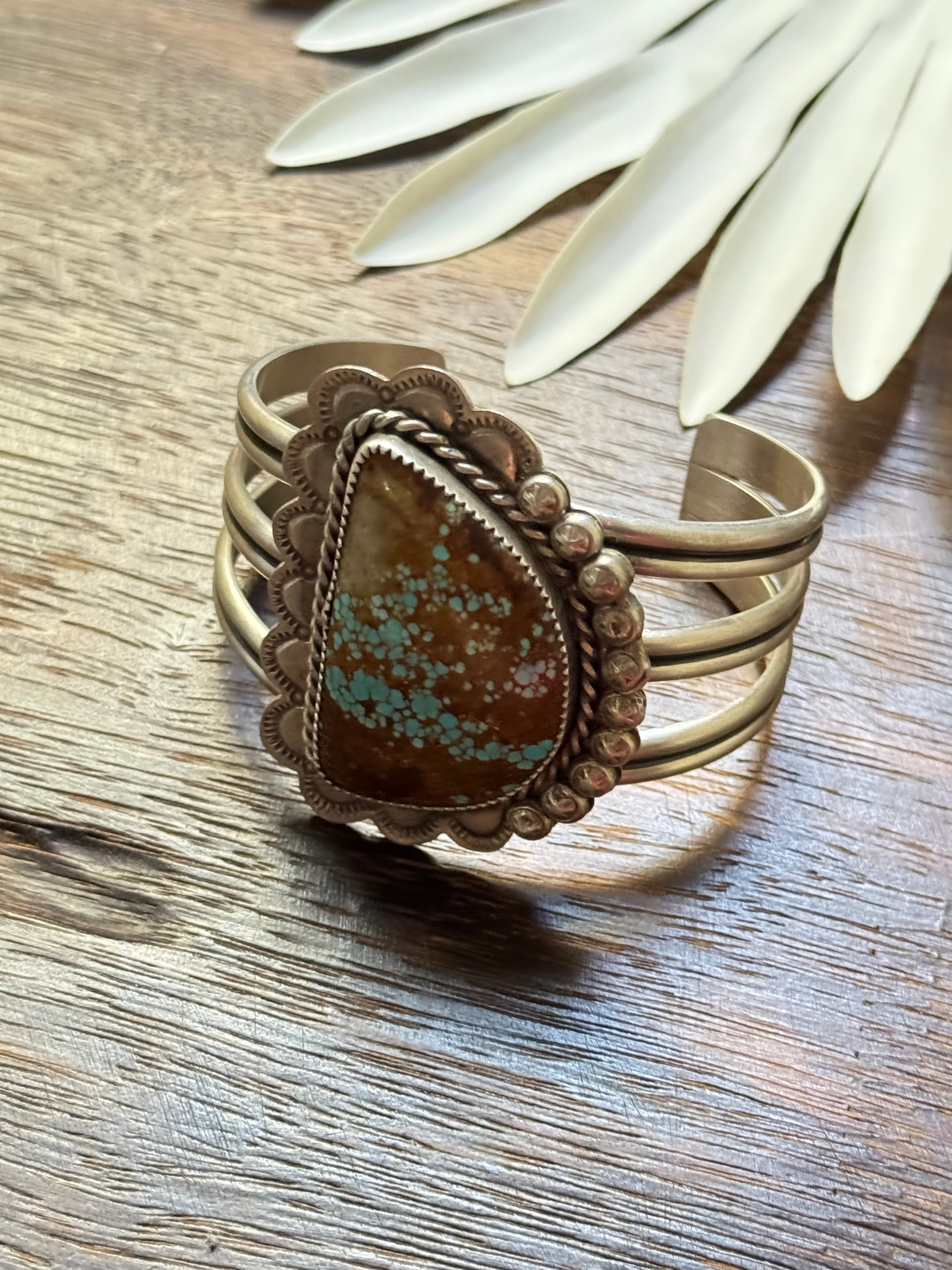 Danny Hinio #8 Turquoise & Sterling Silver Cuff Bracelet