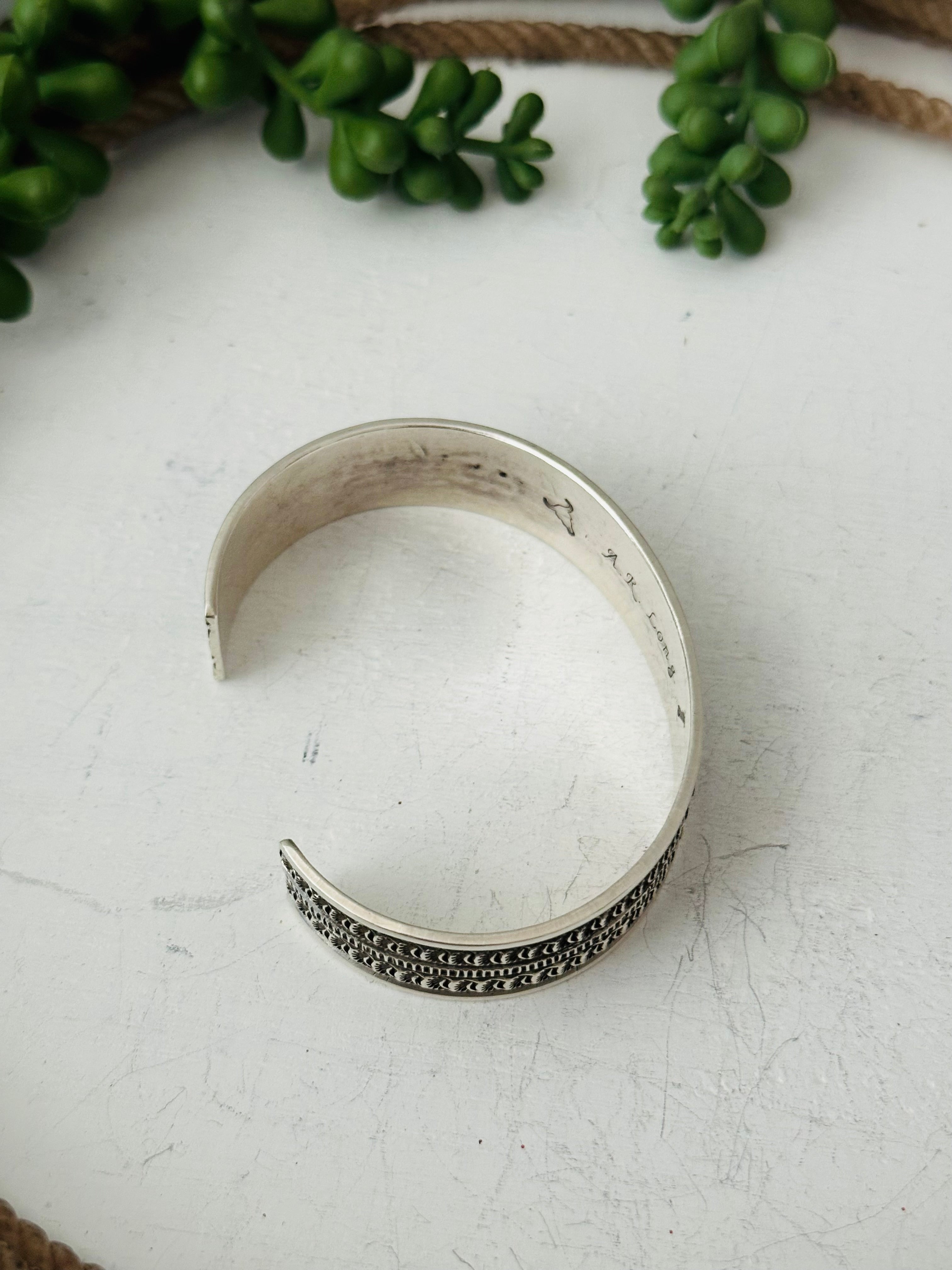 Ar Long Sterling Silver Cuff Bracelet