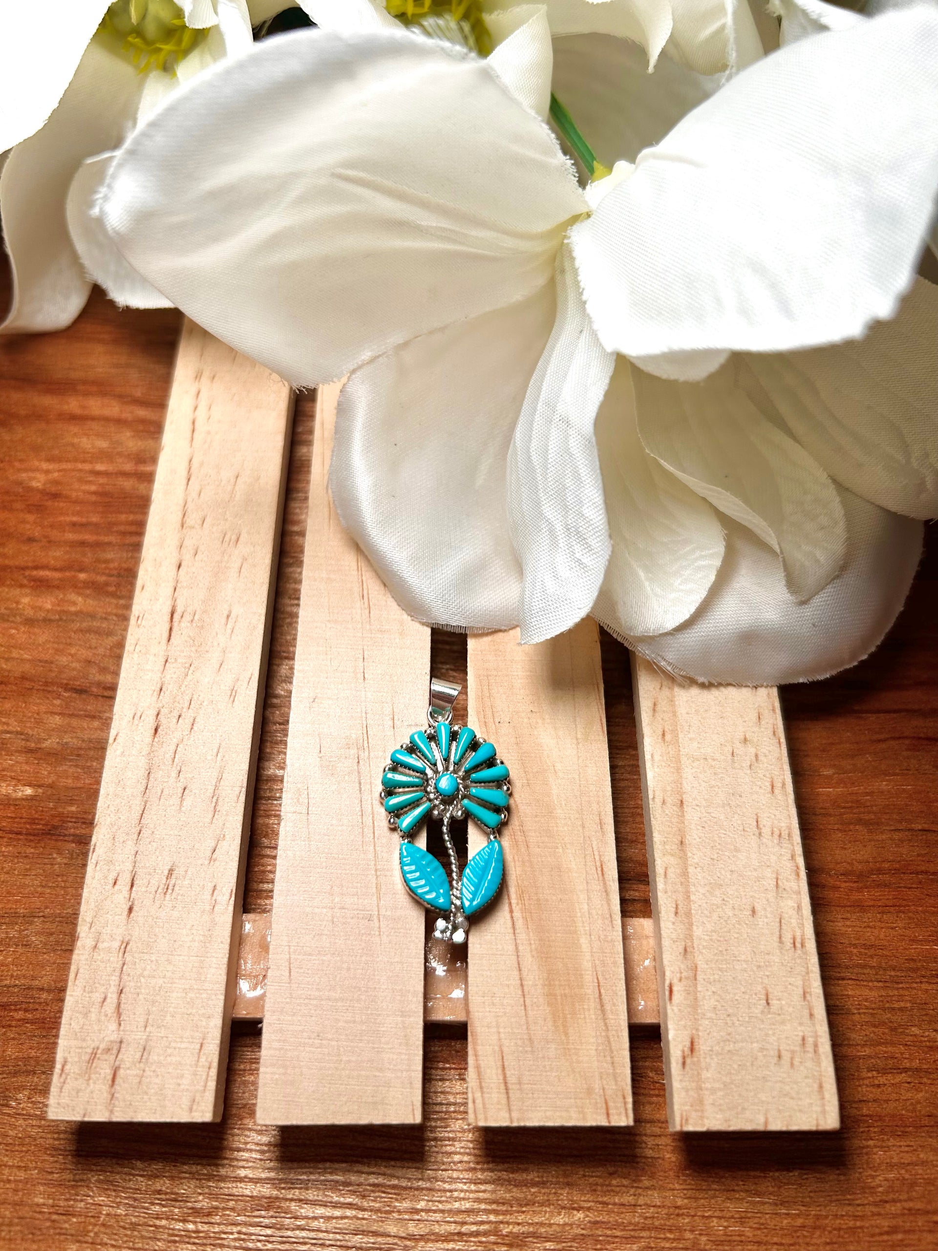 Zuni Made Kingman Turquoise & Sterling Silver Pendant